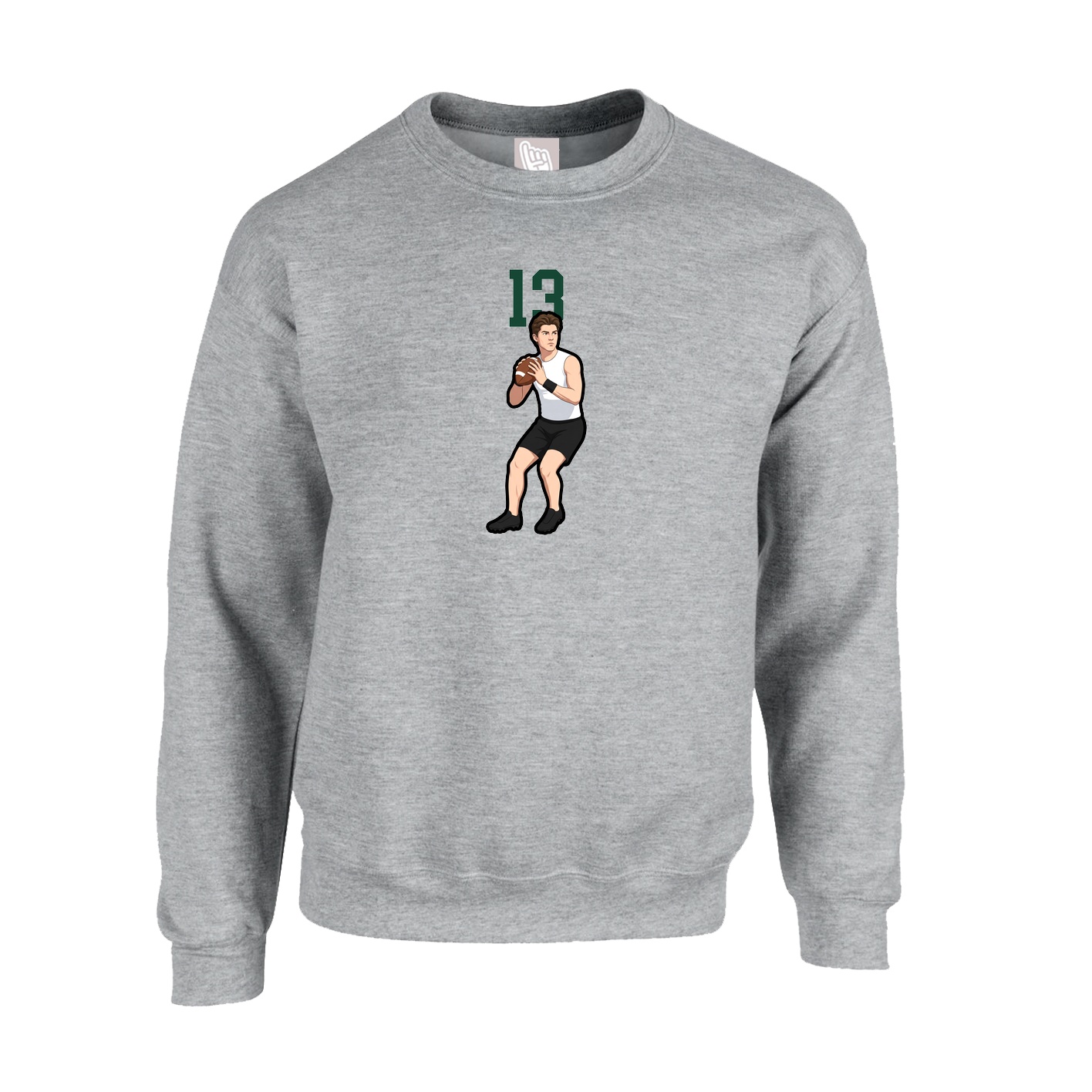 Fleece Crew — Number Top in Grey