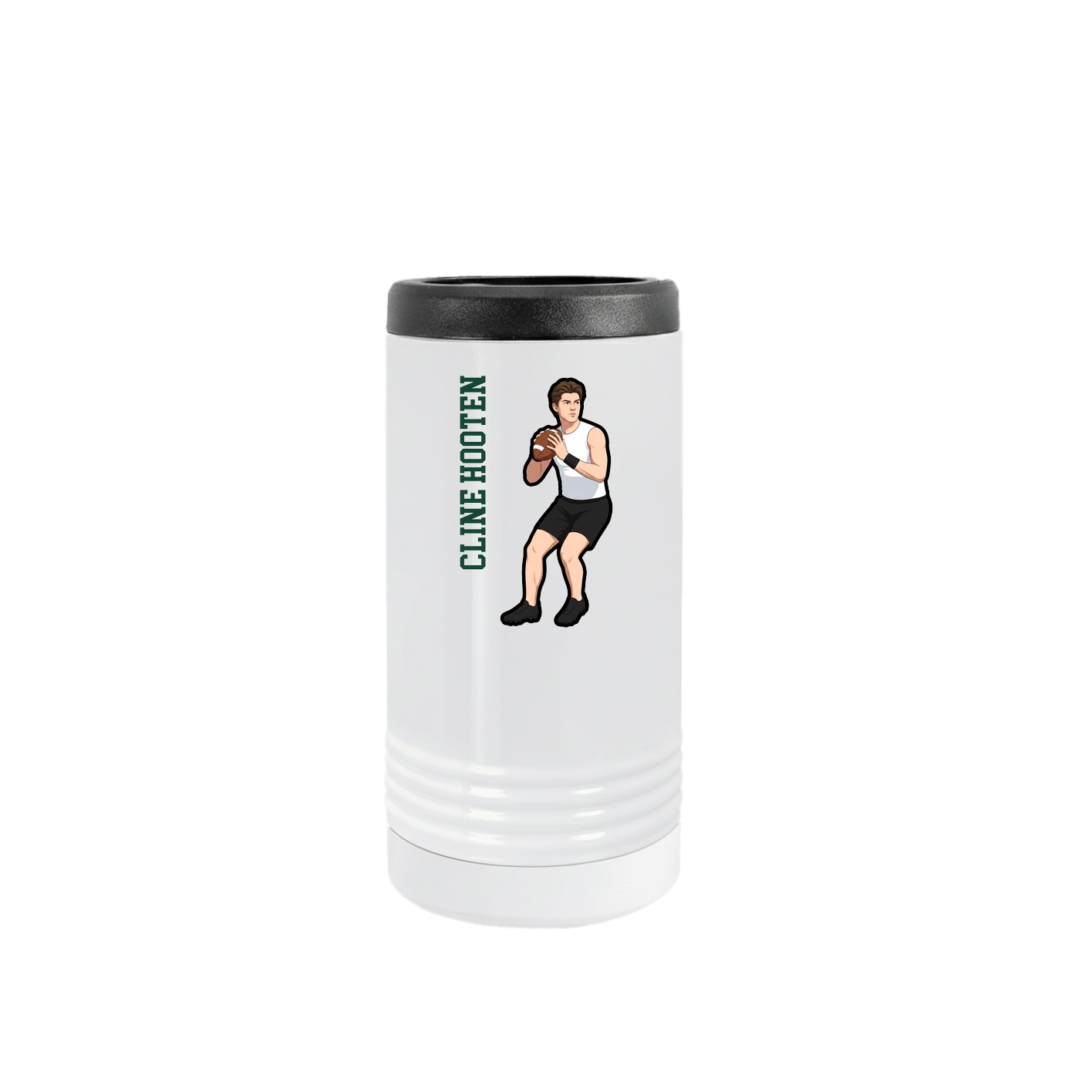 Slim Beverage Holder — Name Vertical in White