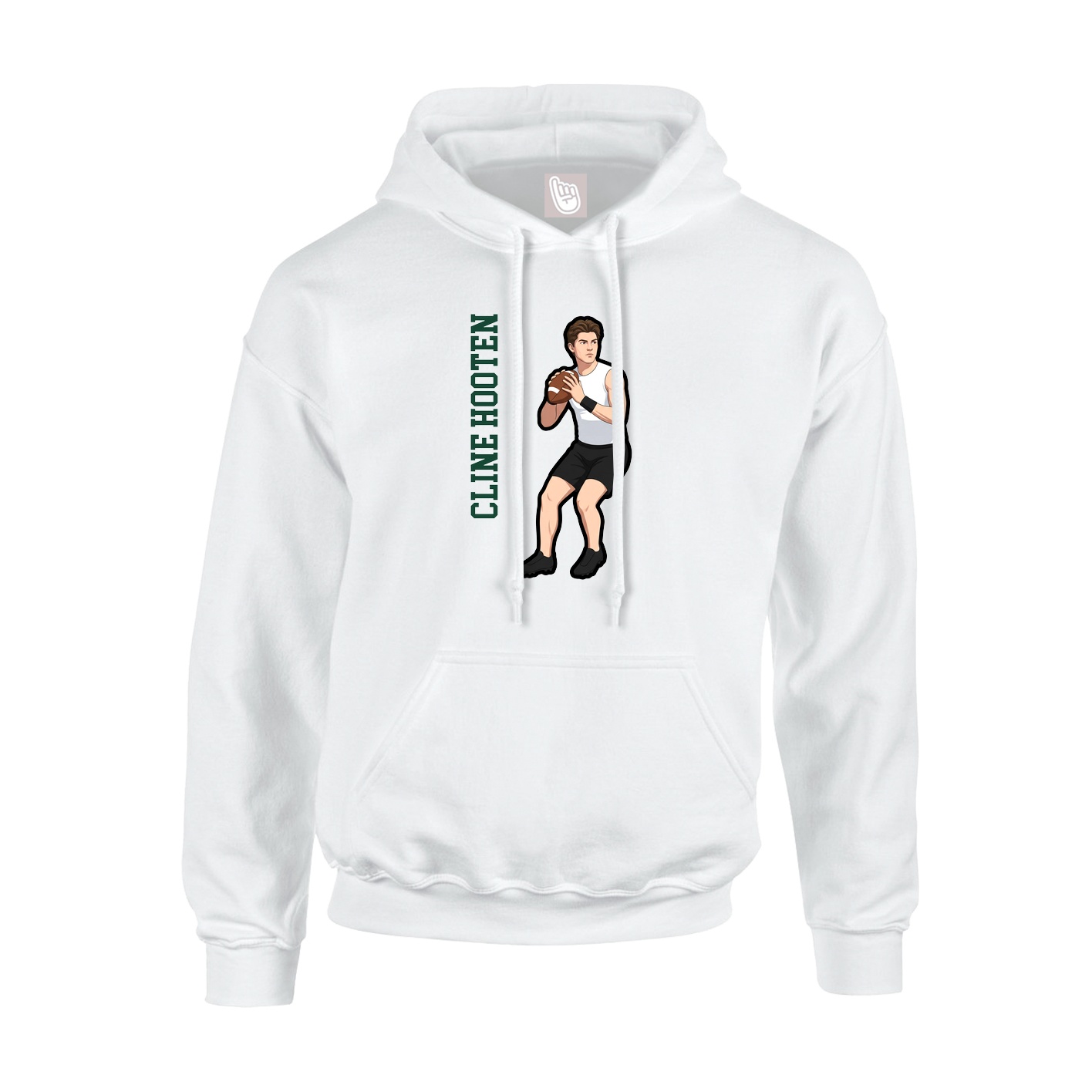 Youth Hoodie — Name Vertical in White