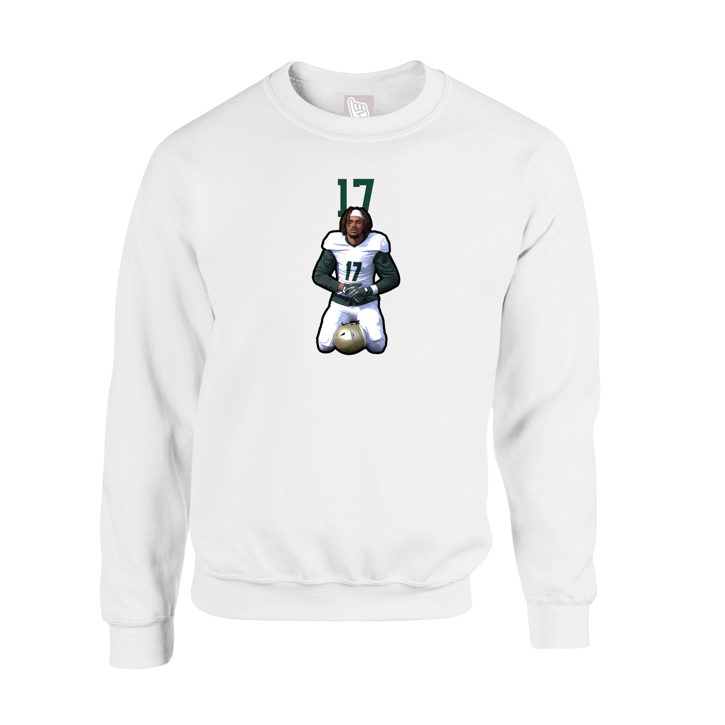 Fleece Crew — Number Top in White