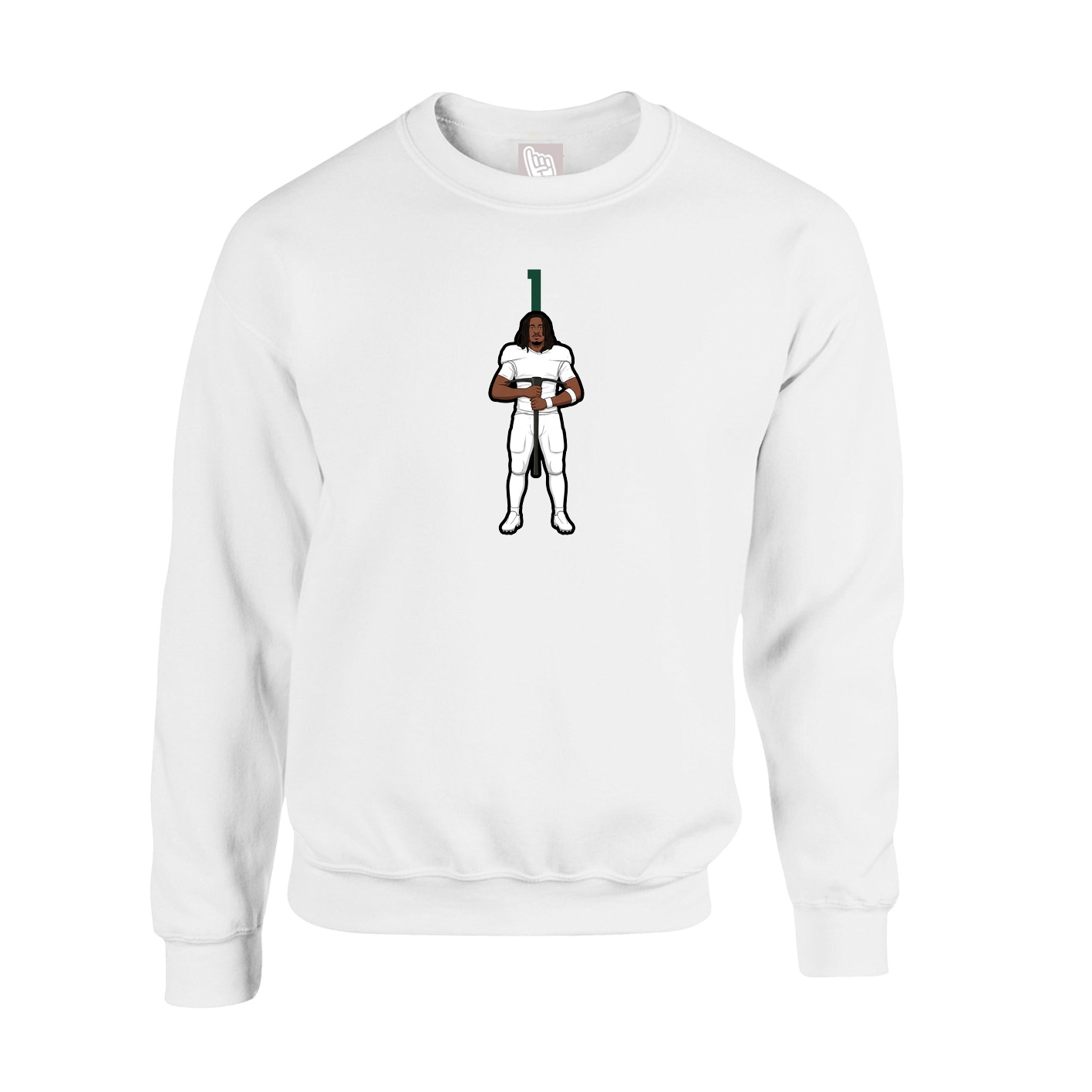 Fleece Crew — Number Top in White
