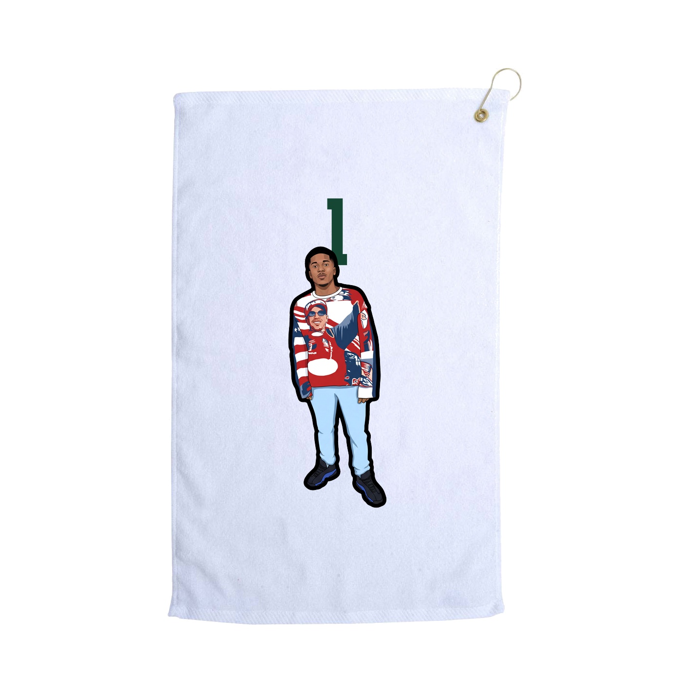 Golf Towel — Number Top in White