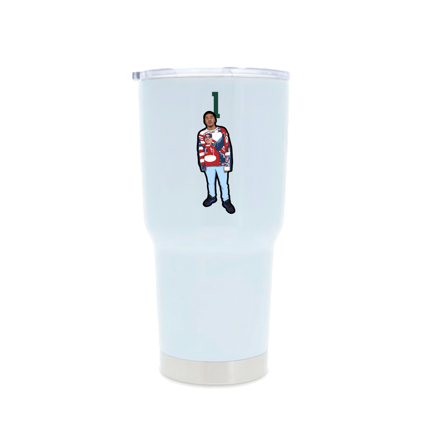 30oz Stainless Steel Tumbler — Number Top in White
