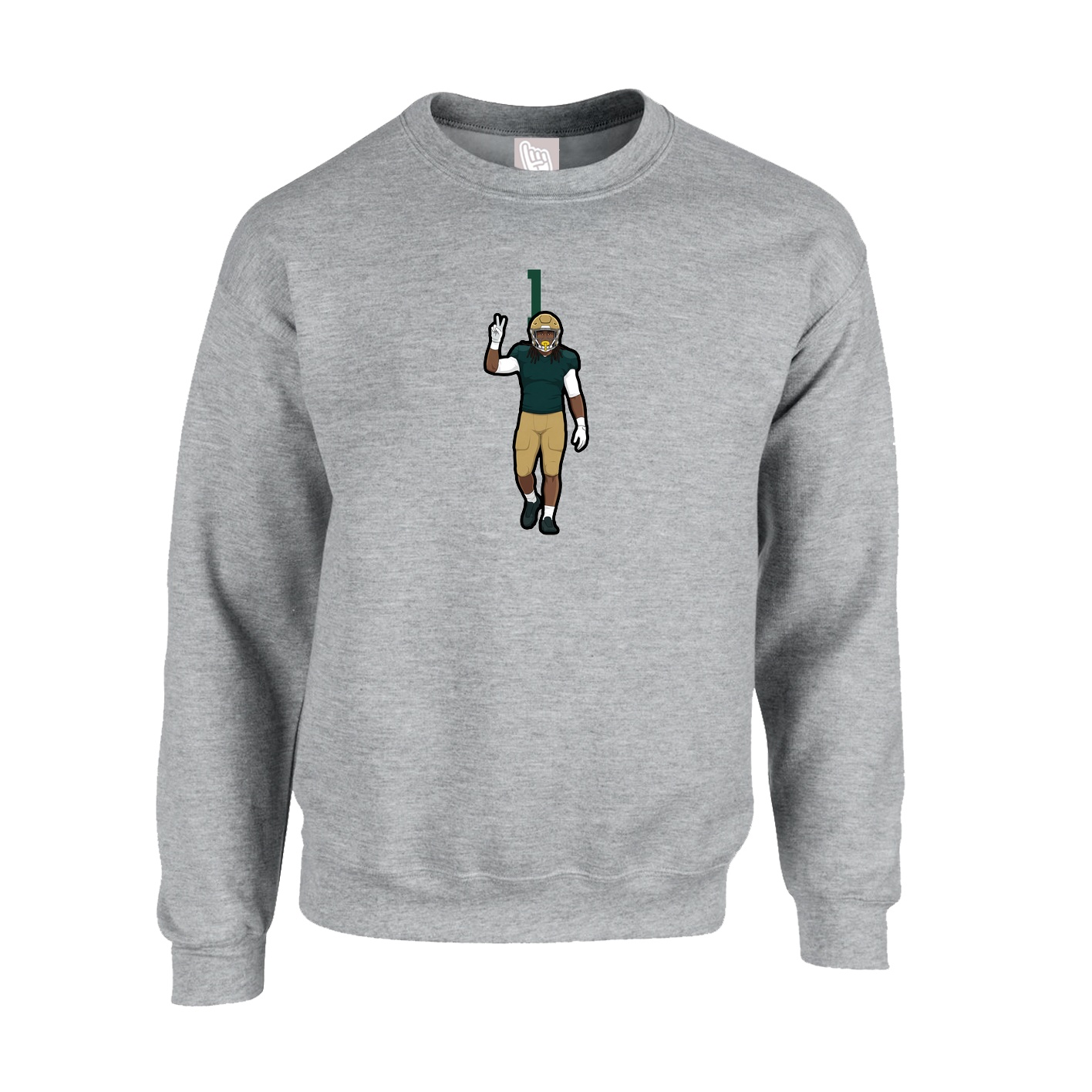 Fleece Crew — Number Top in Grey