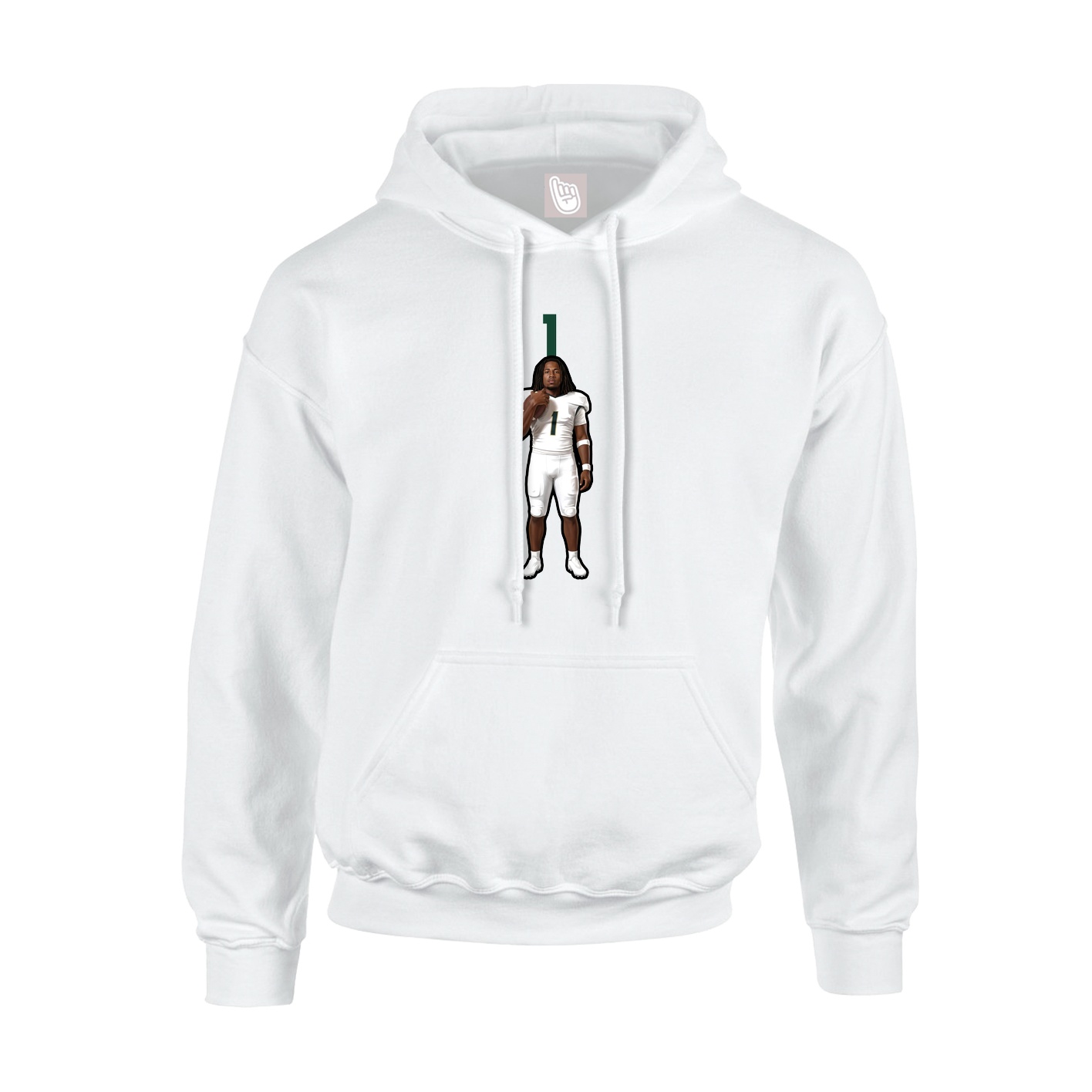 Youth Hoodie — Number Top in White
