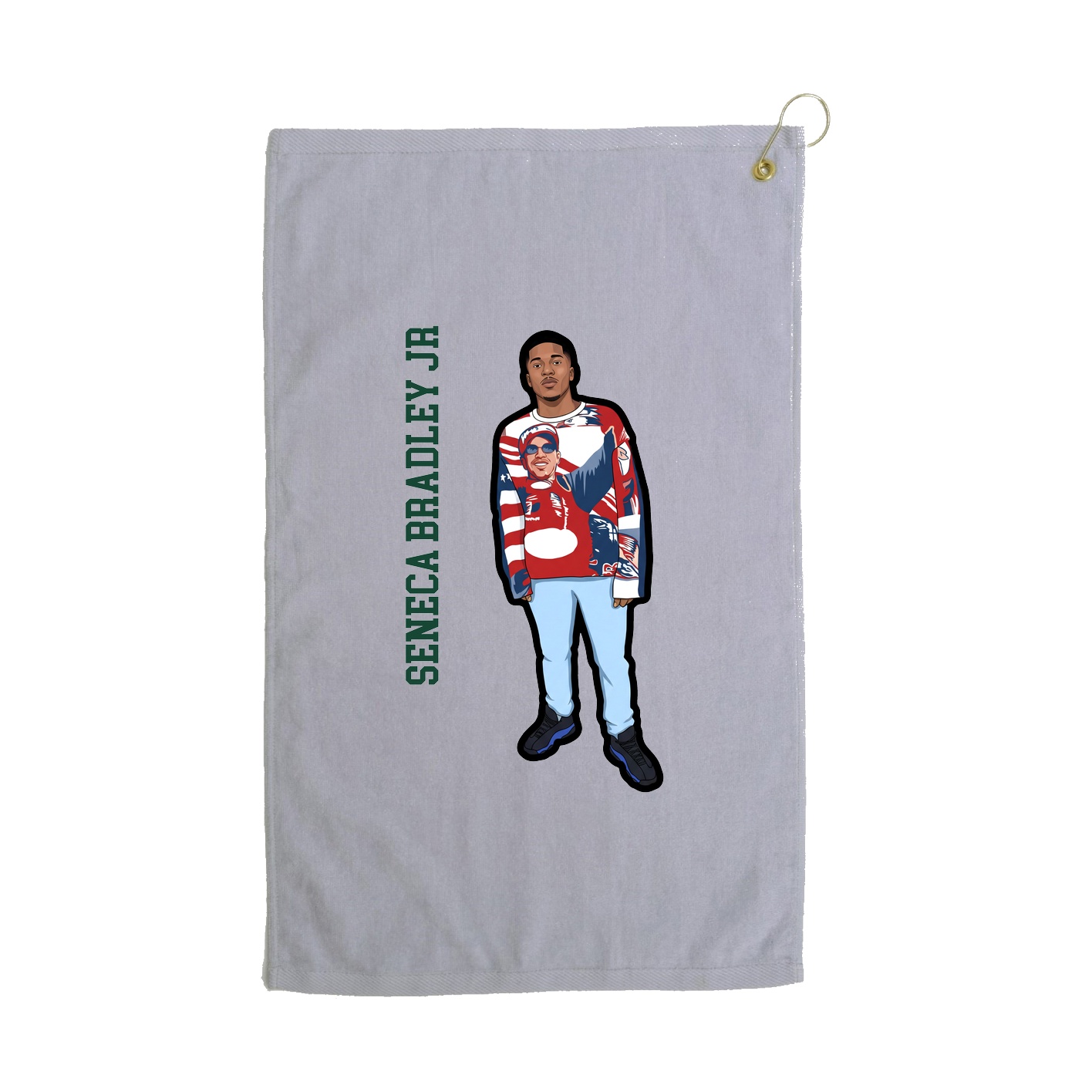 Golf Towel — Name Vertical in Grey