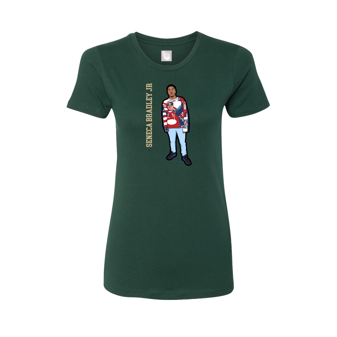 Womens Tee — Name Vertical in Green