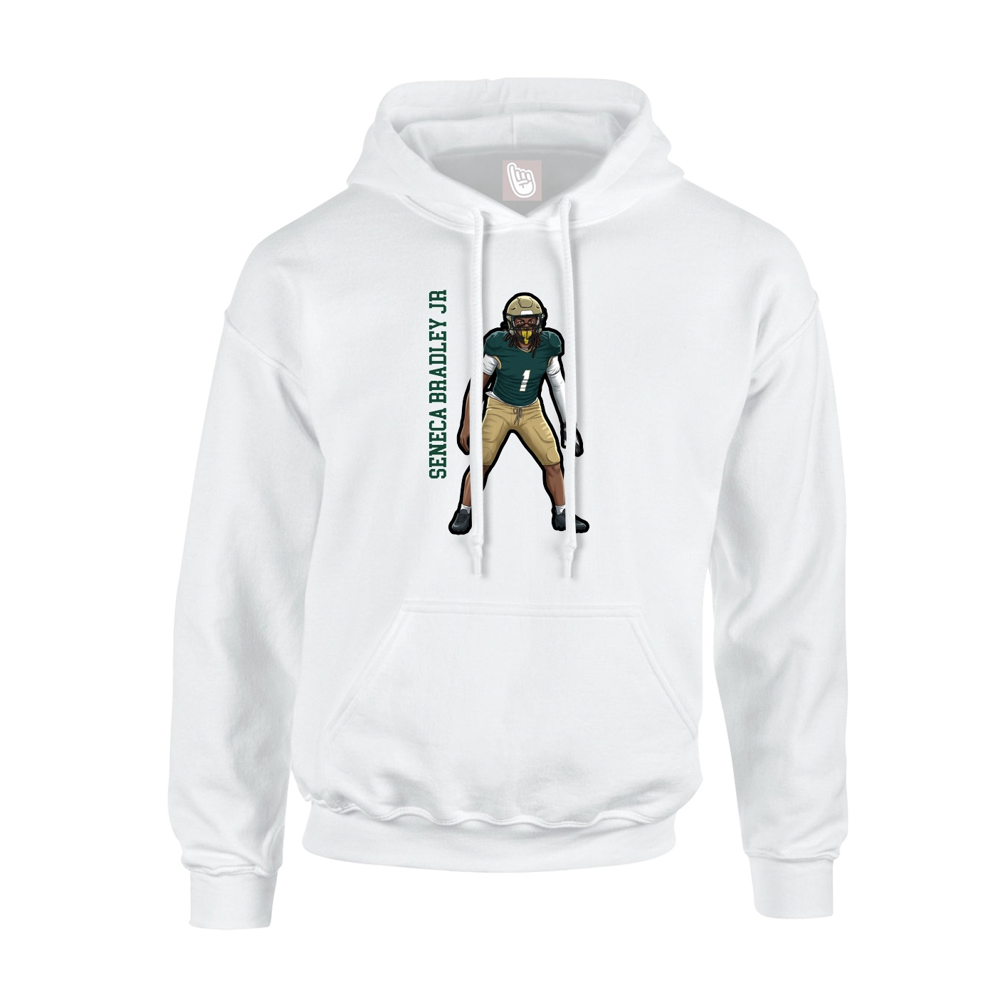Youth Hoodie — Name Vertical in White