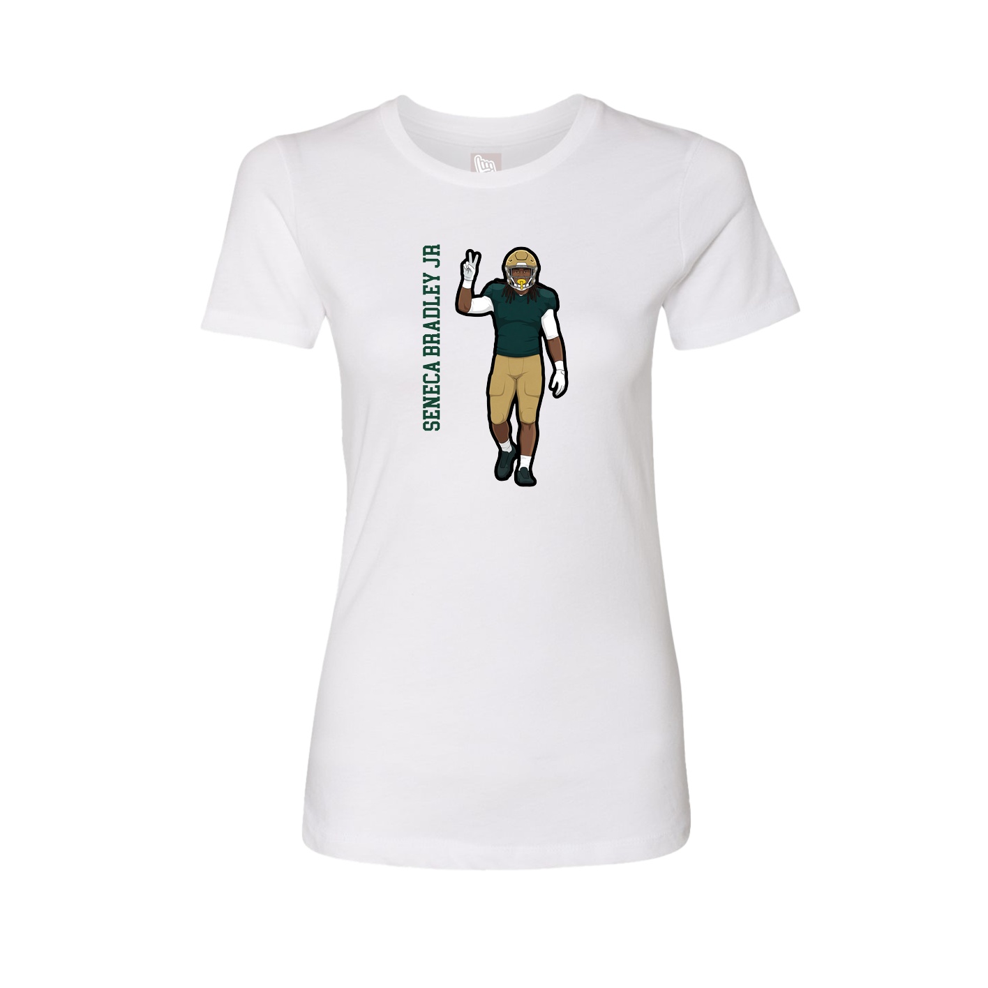 Womens Tee — Name Vertical in White