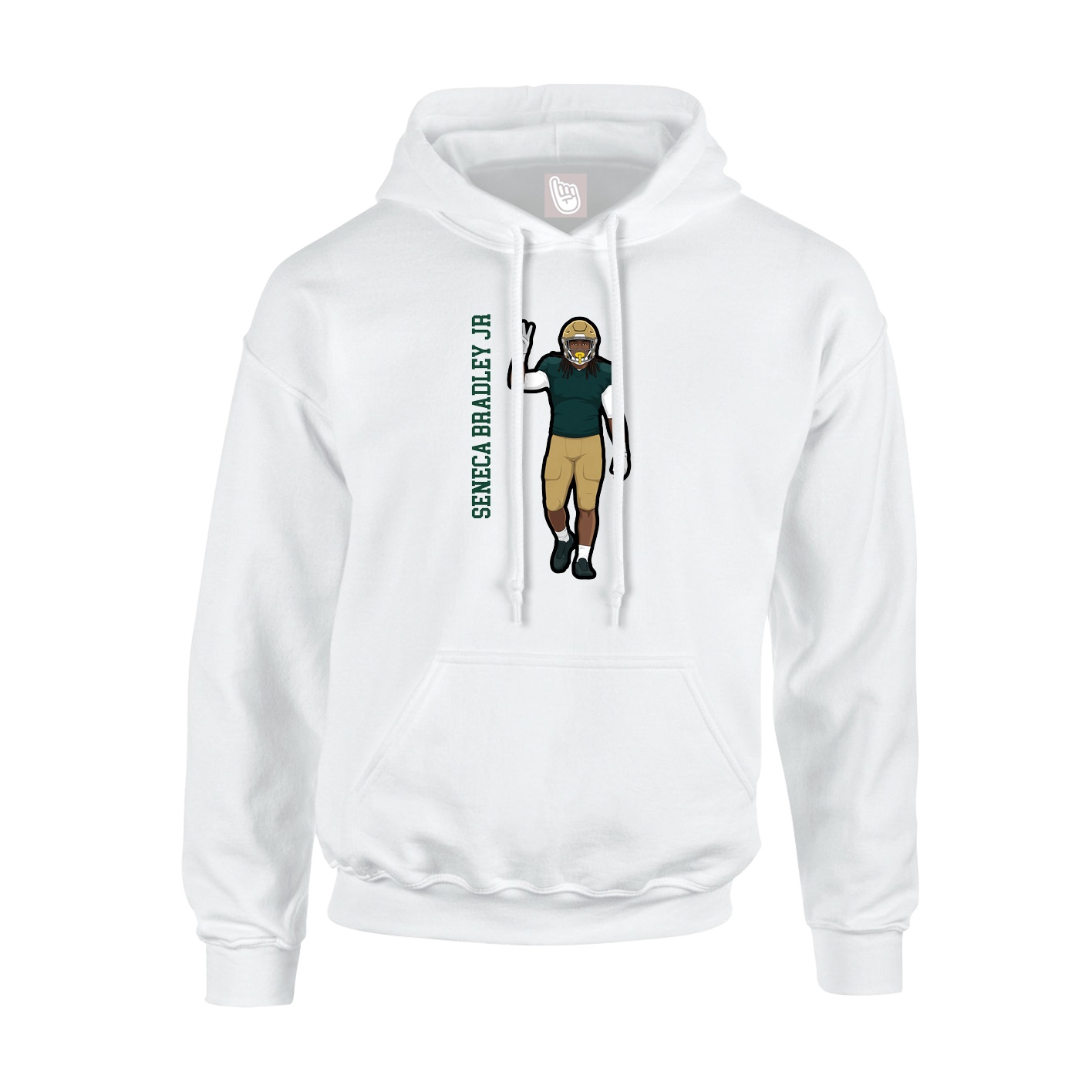 Youth Hoodie — Name Vertical in White