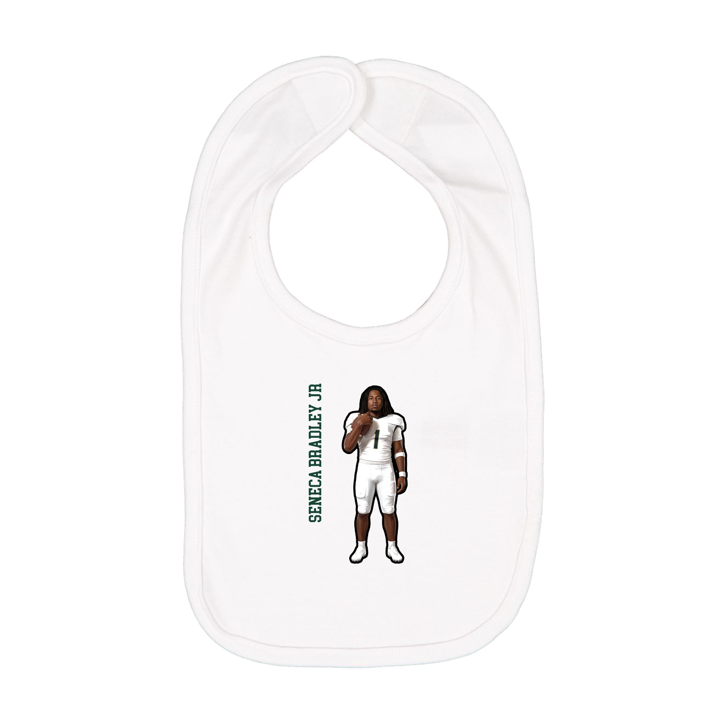 Infant Bib — Name Vertical in White