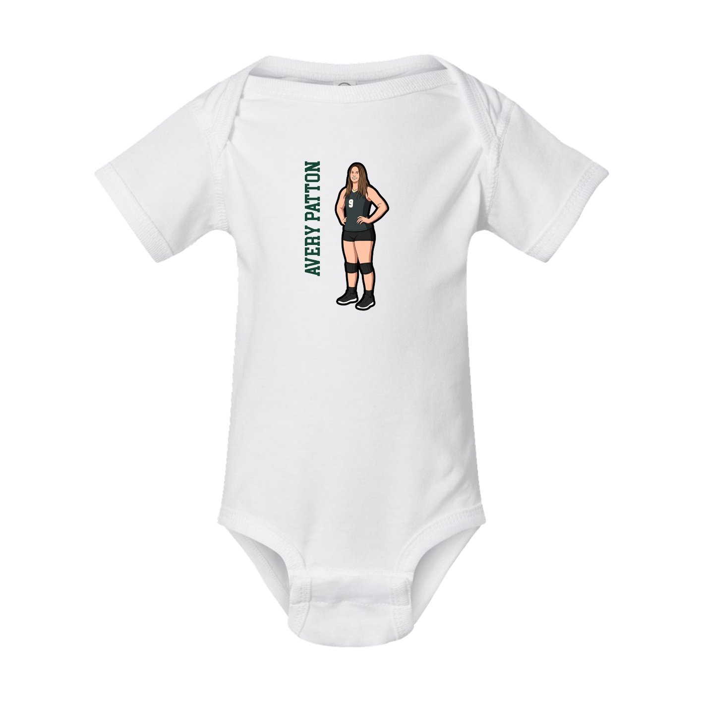 Baby Onesie — Name Vertical in White