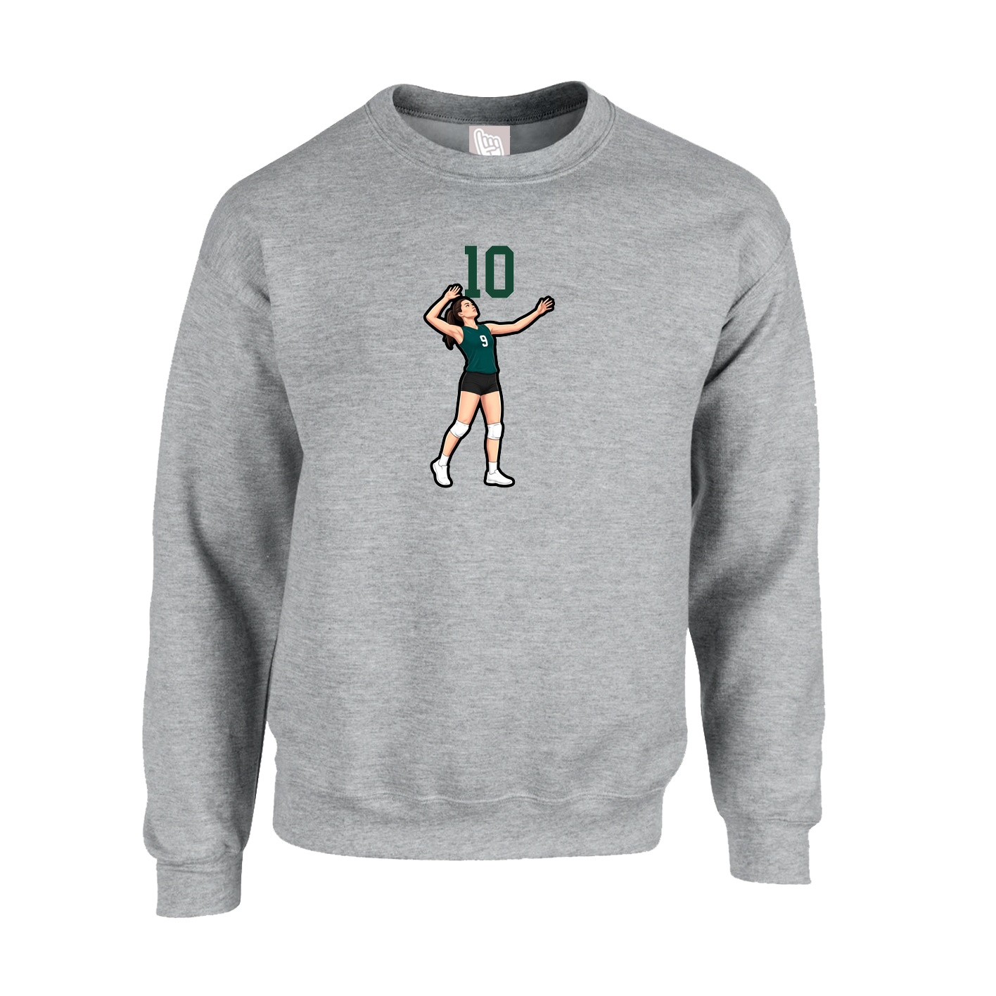 Fleece Crew — Number Top in Grey