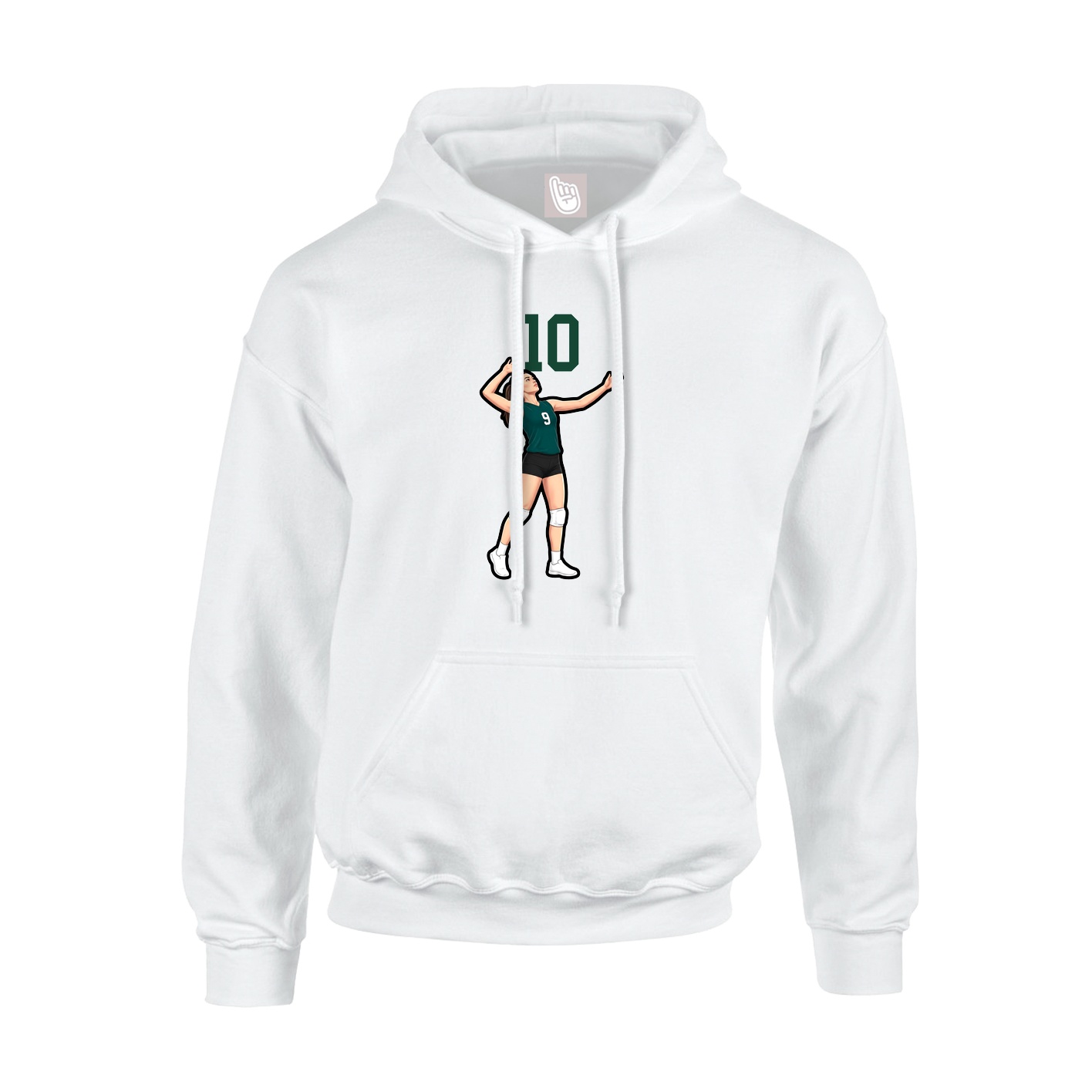 Youth Hoodie — Number Top in White