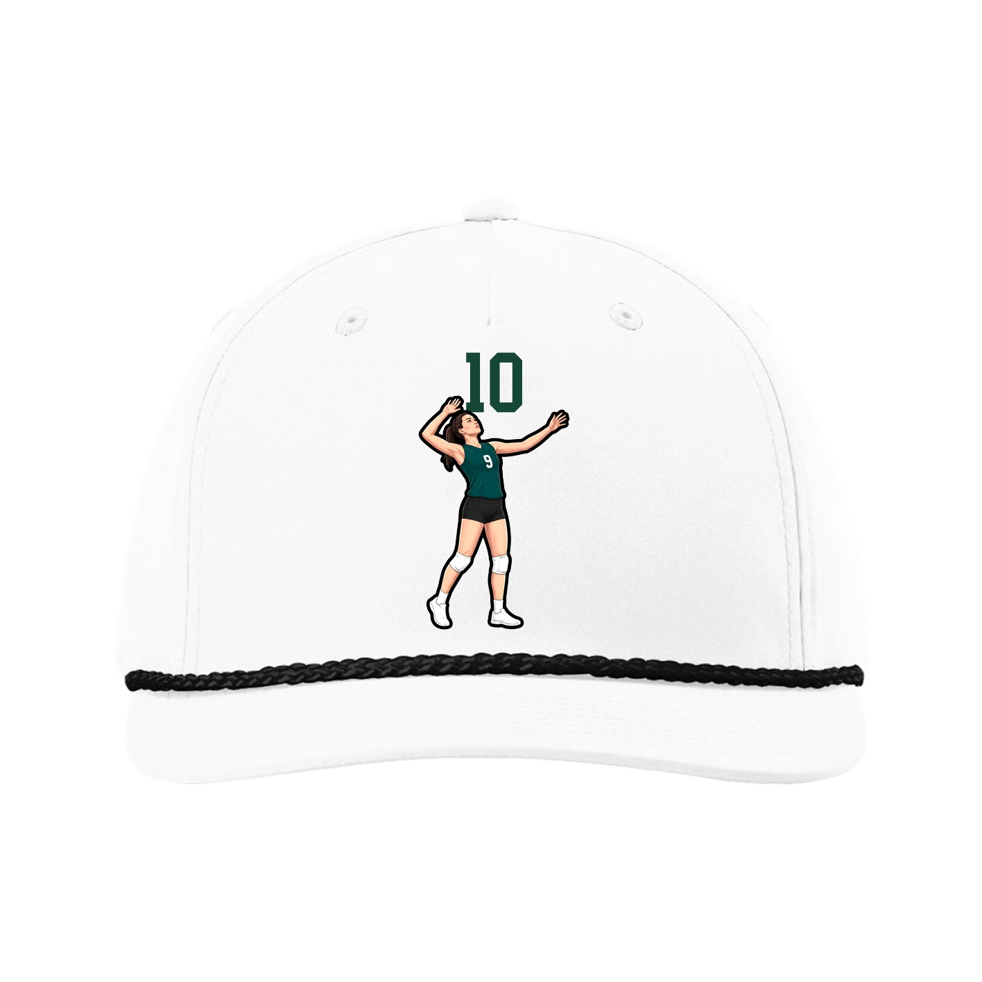 Five-Panel Classic Rope Cap — Number Top in White