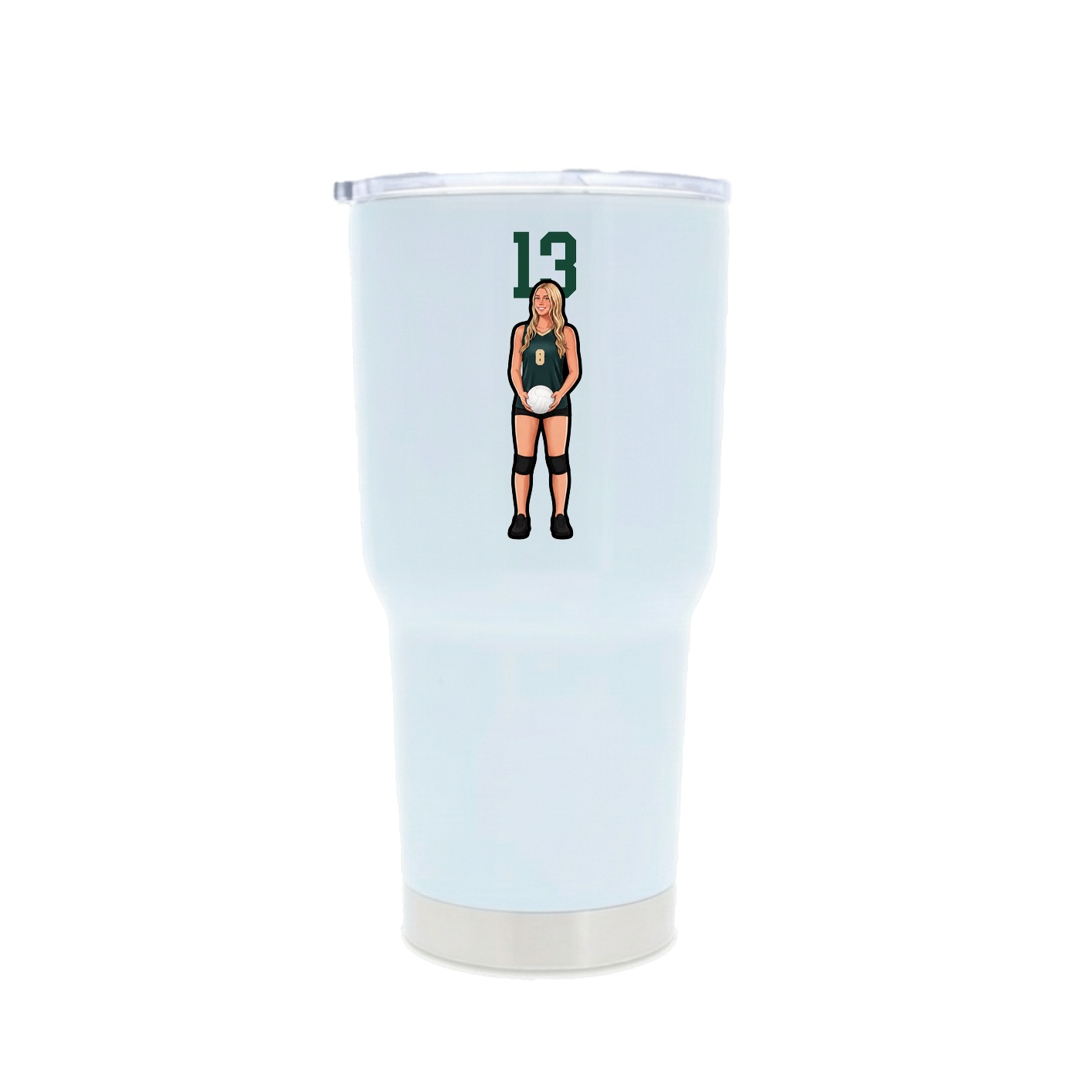 30oz Stainless Steel Tumbler — Number Top in White
