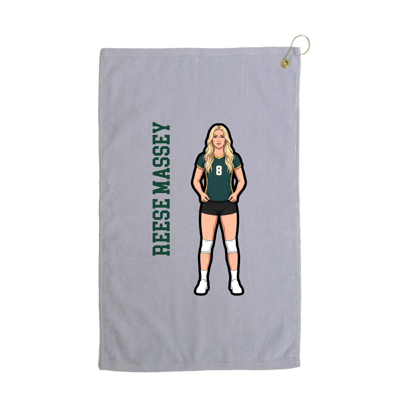 Golf Towel — Name Vertical in Grey