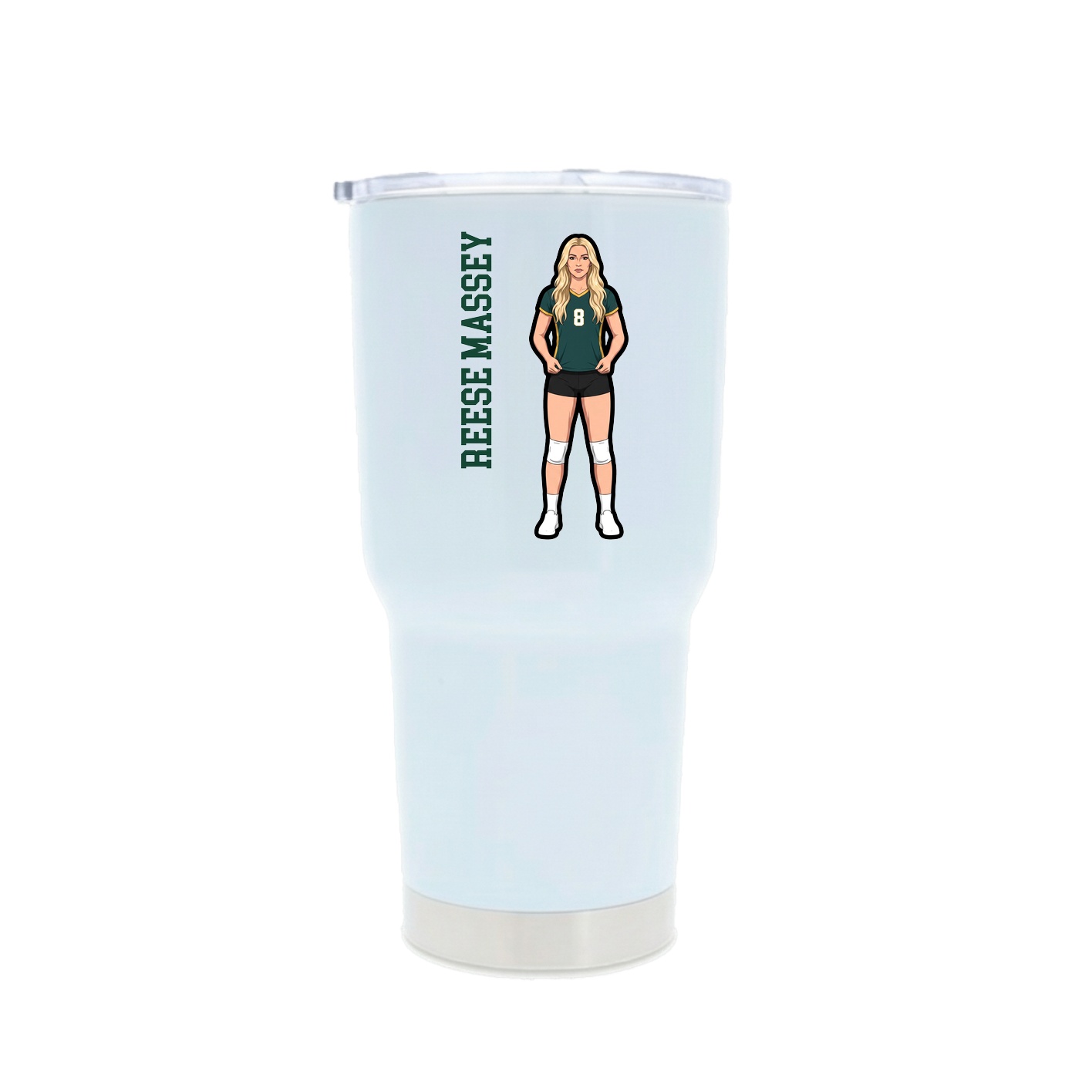 30oz Stainless Steel Tumbler — Name Vertical in White