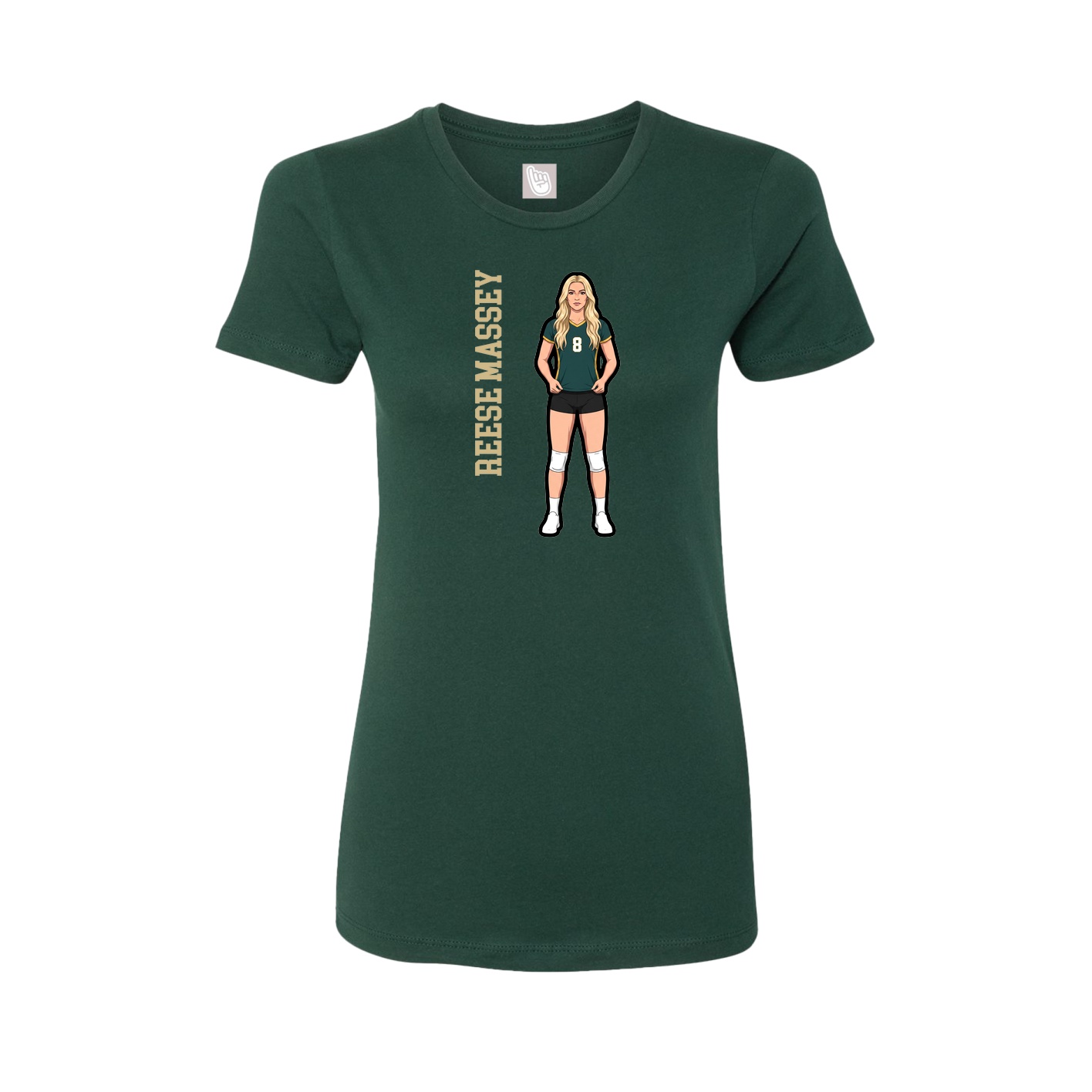 Fitted Women's Tee — Name Vertical in Green