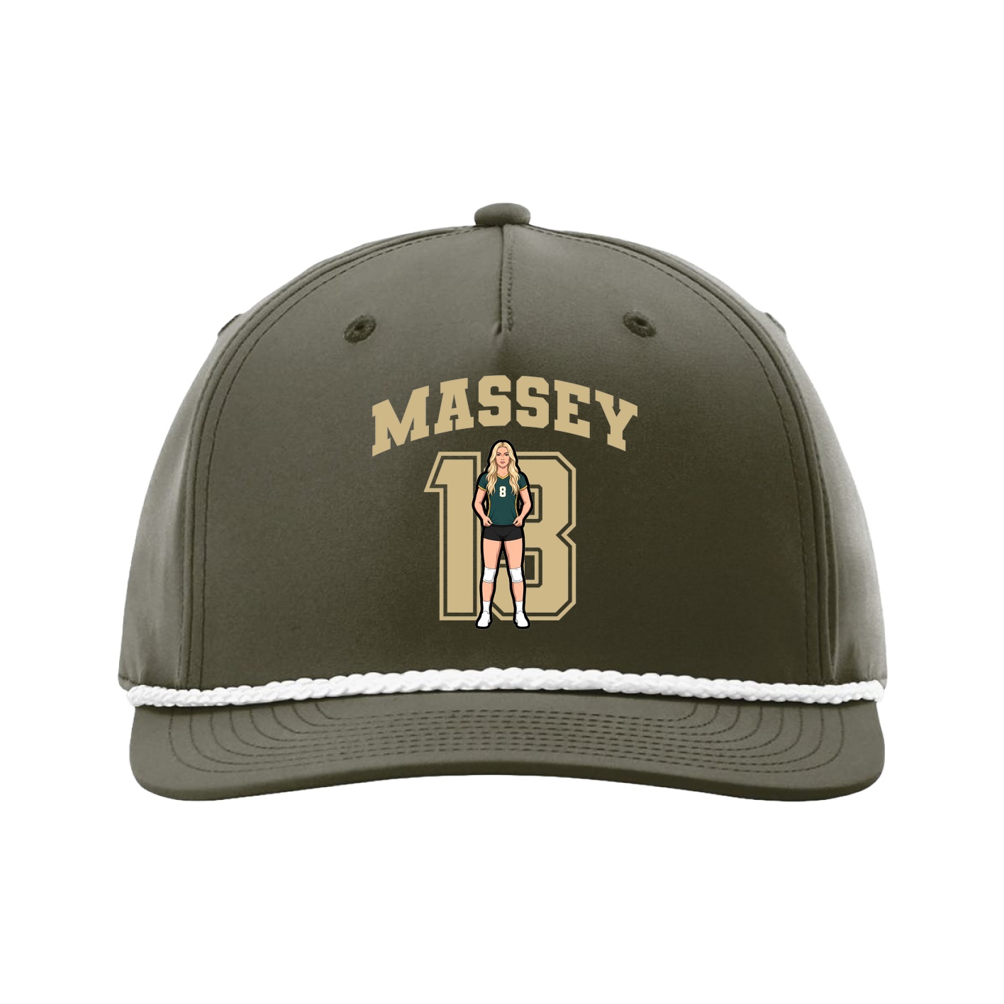 Five-Panel Classic Rope Cap — Number in Green
