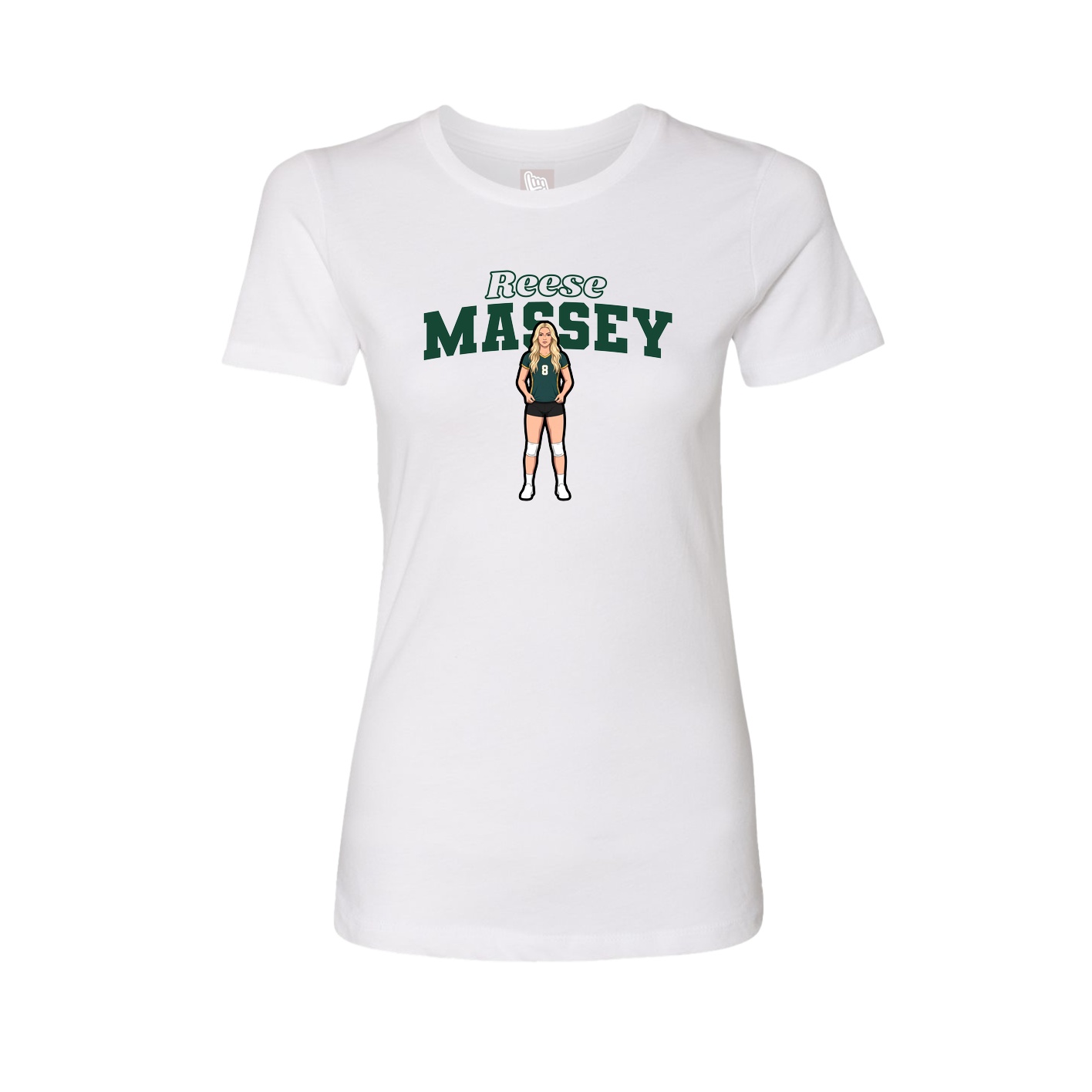 Fitted Women's Tee — Name Arch in White