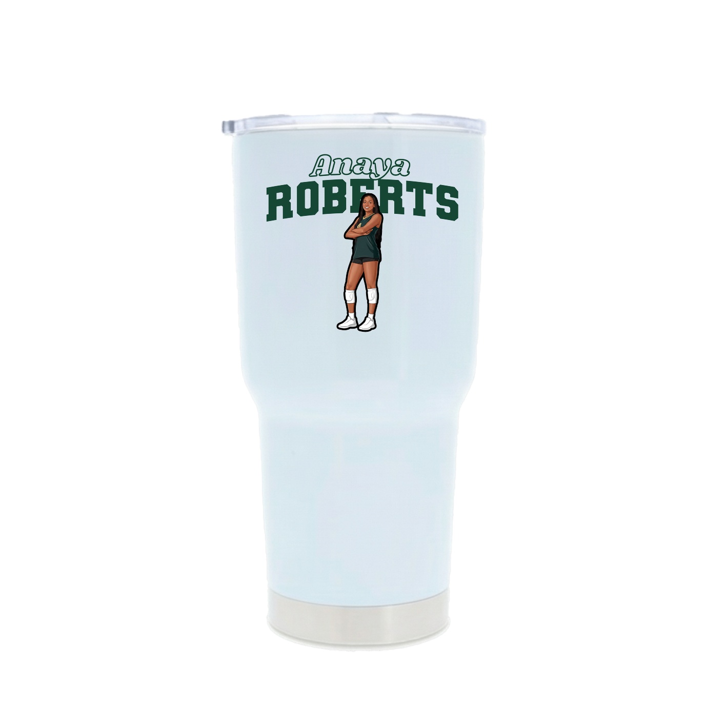 30oz Stainless Steel Tumbler — Name Arch in White