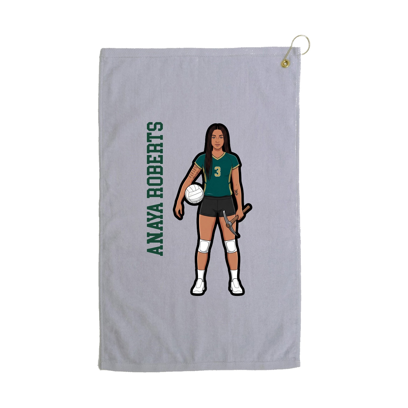 Golf Towel — Name Vertical in Grey