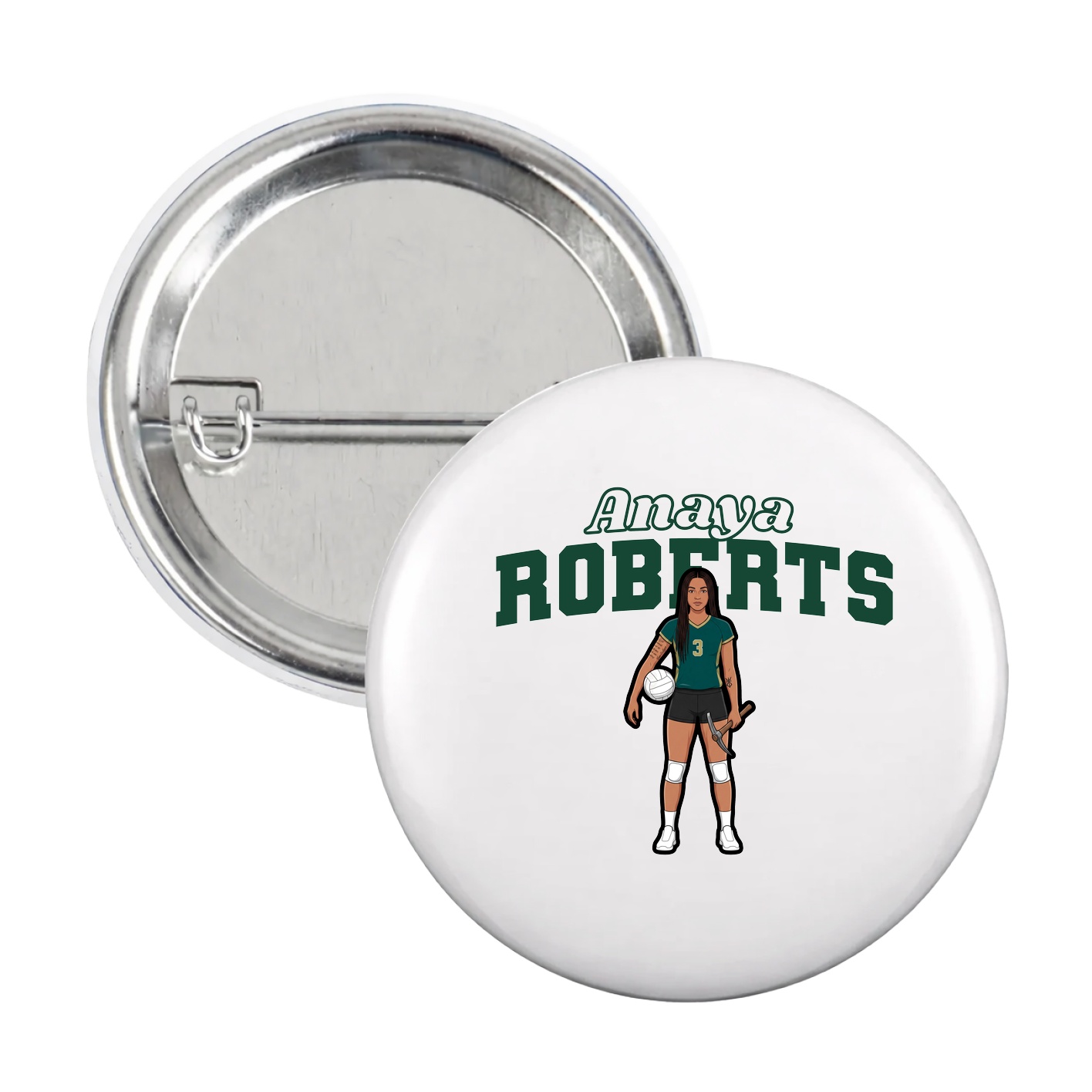 Game Day Button — Name Arch in White