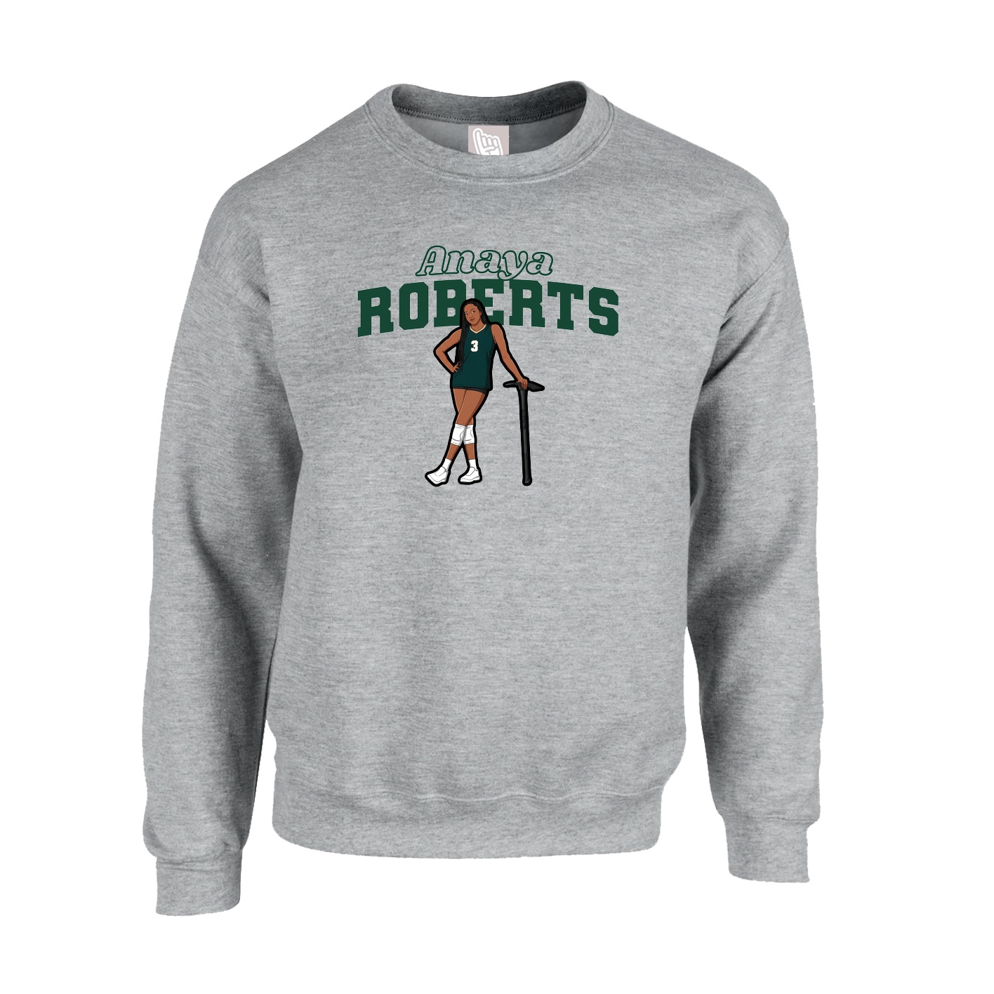 Fleece Crew — Name Arch in Grey