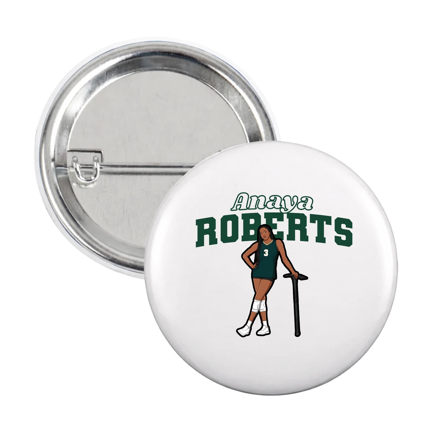 Game Day Button — Name Arch in White