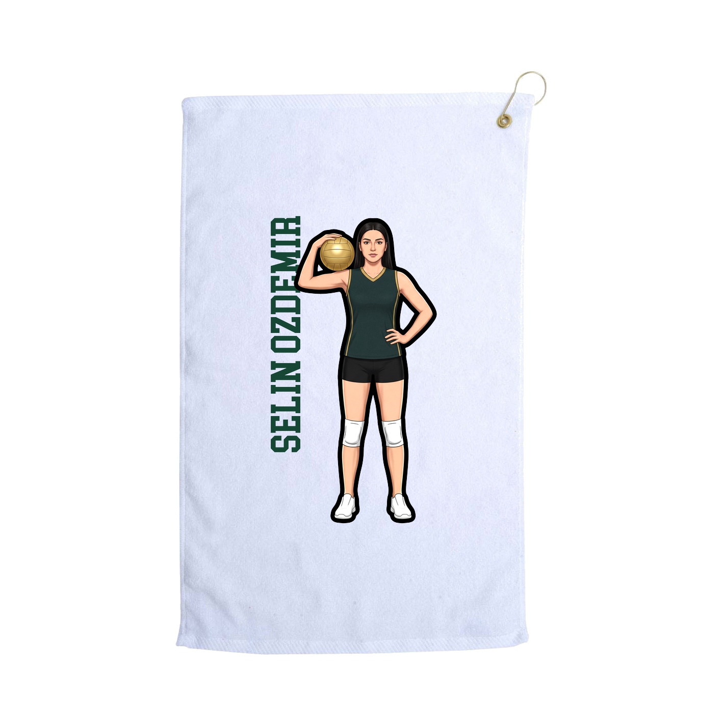 Golf Towel — Name Vertical in White