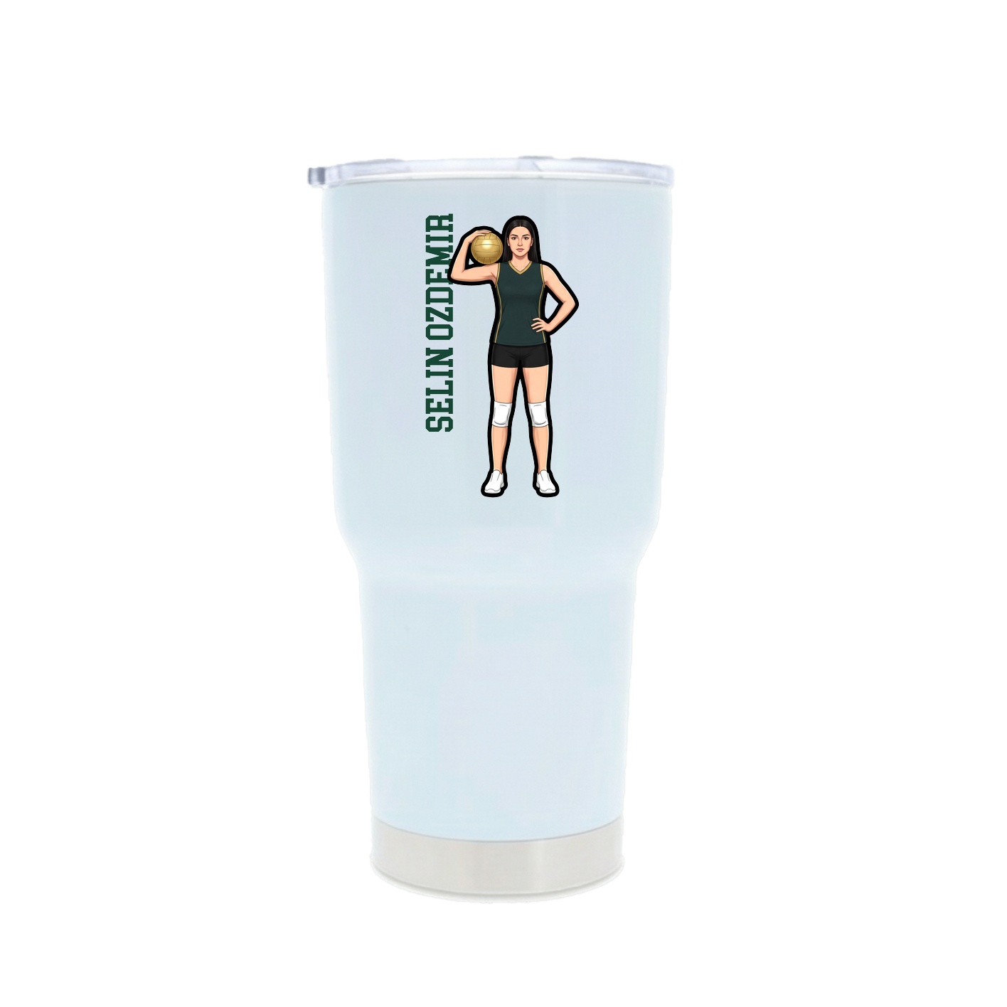 30oz Stainless Steel Tumbler — Name Vertical in White