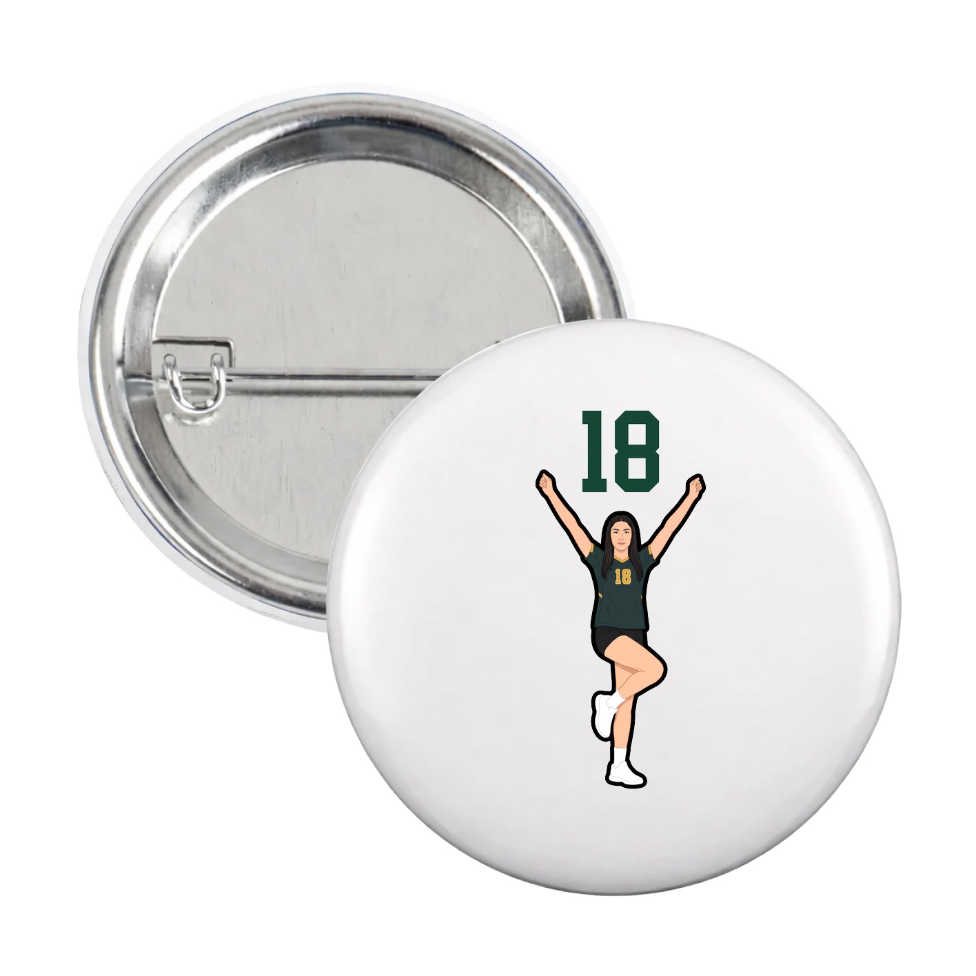 Game Day Button — Number Top in White