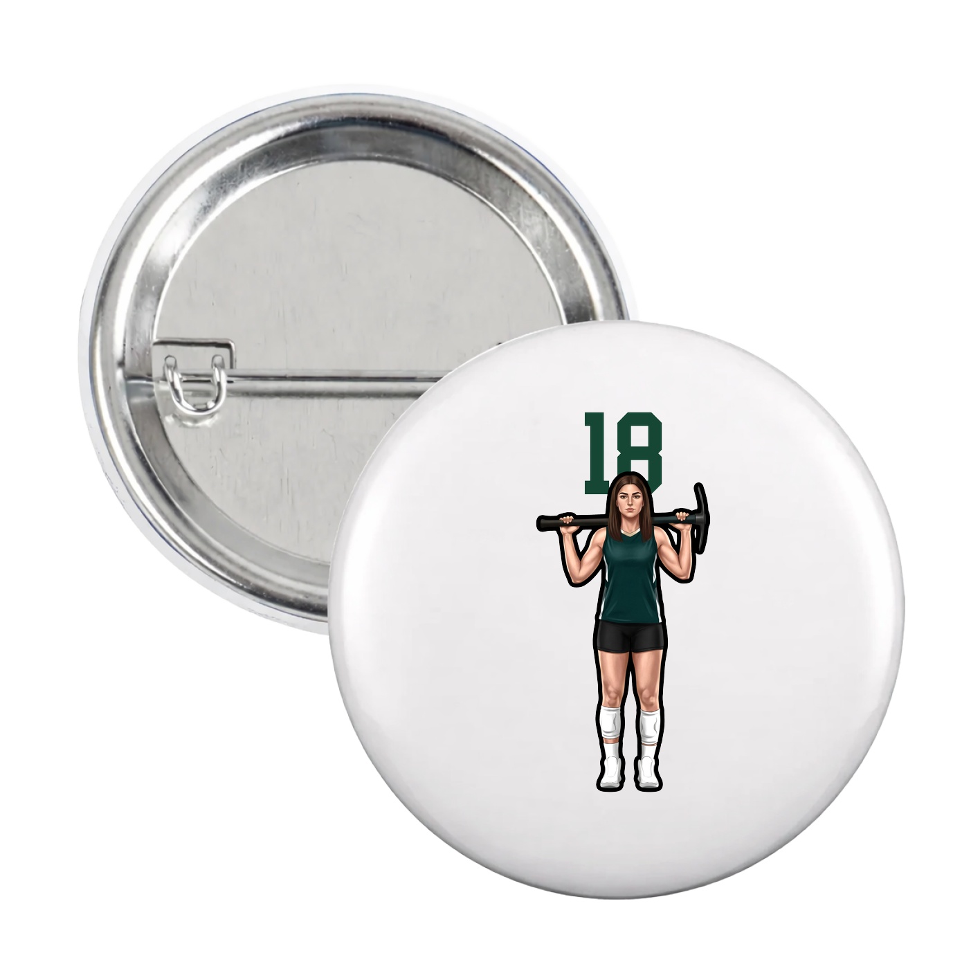 Game Day Button — Number Top in White