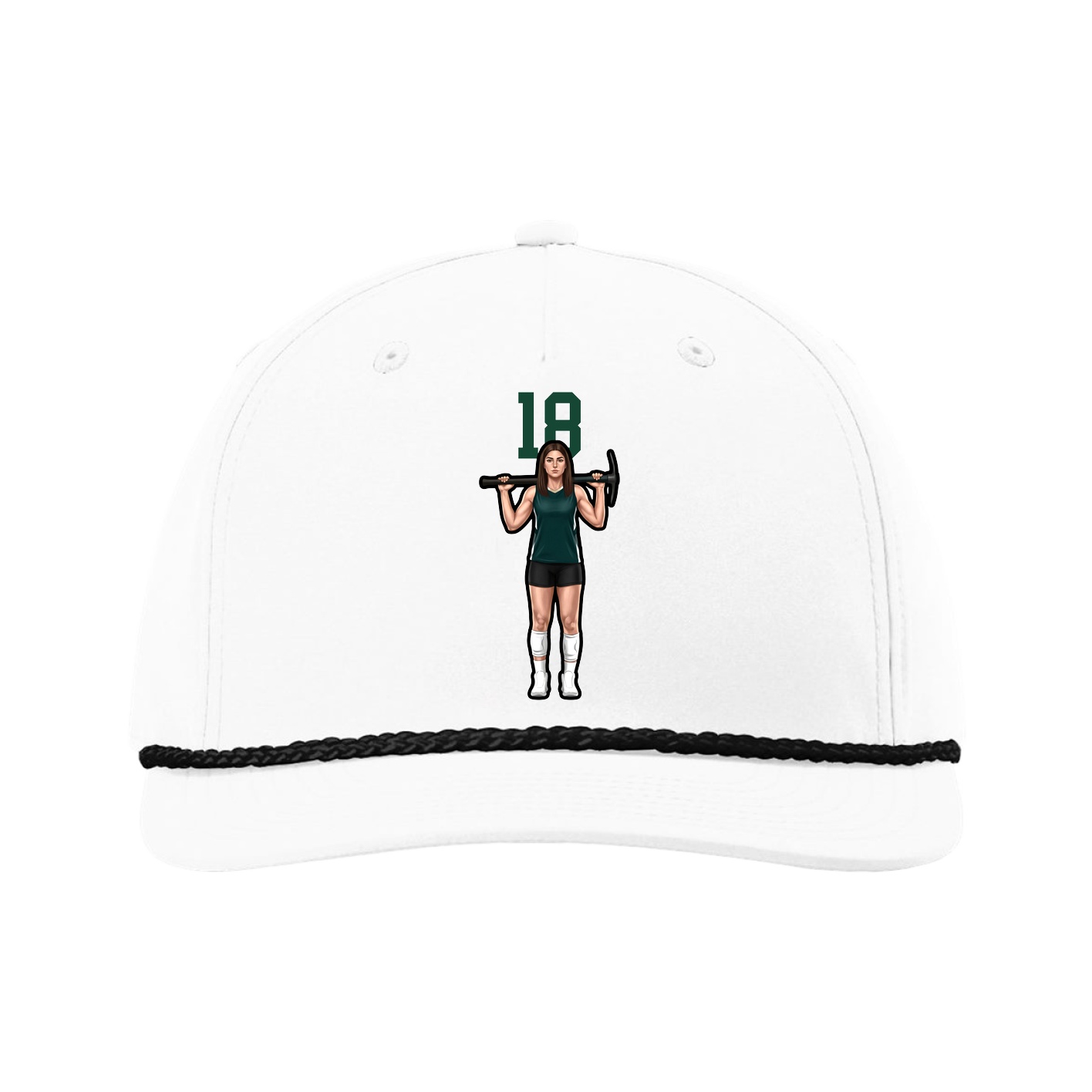 Five-Panel Classic Rope Cap — Number Top in White