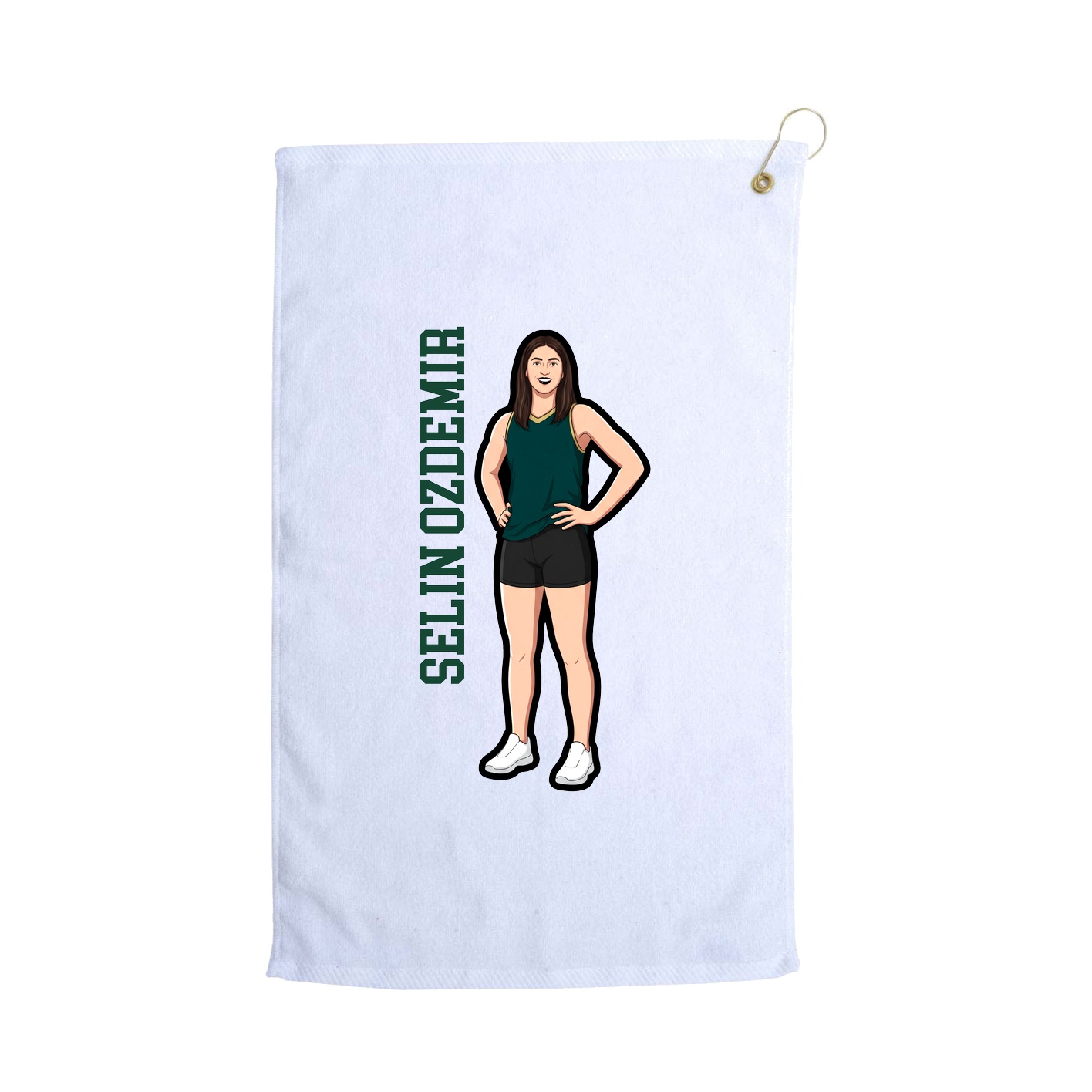 Golf Towel — Name Vertical in White
