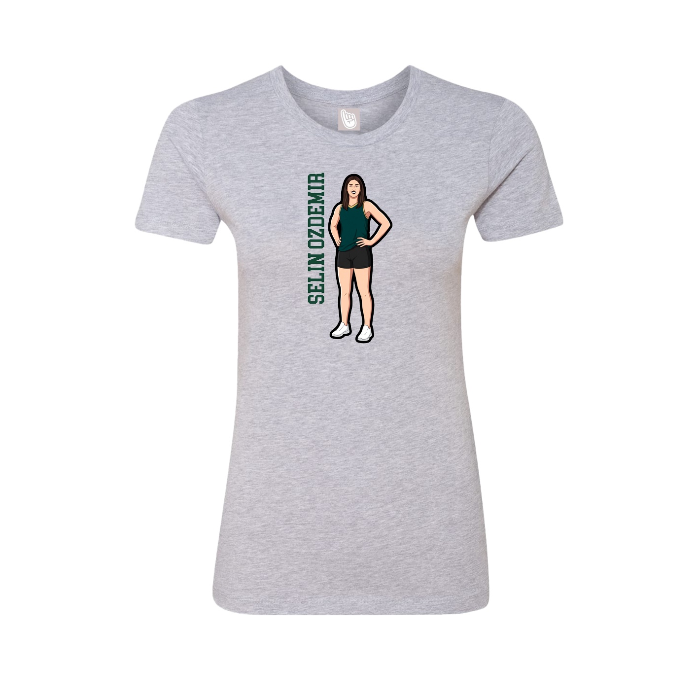 Fitted Women's Tee — Name Vertical in Grey