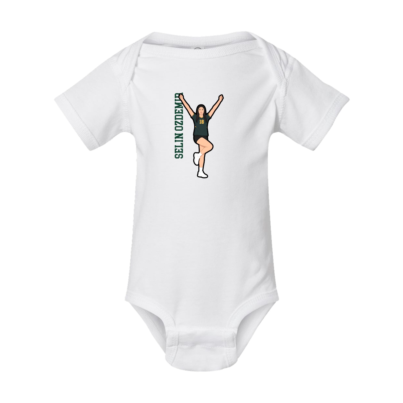 Baby Onesie — Name Vertical in White