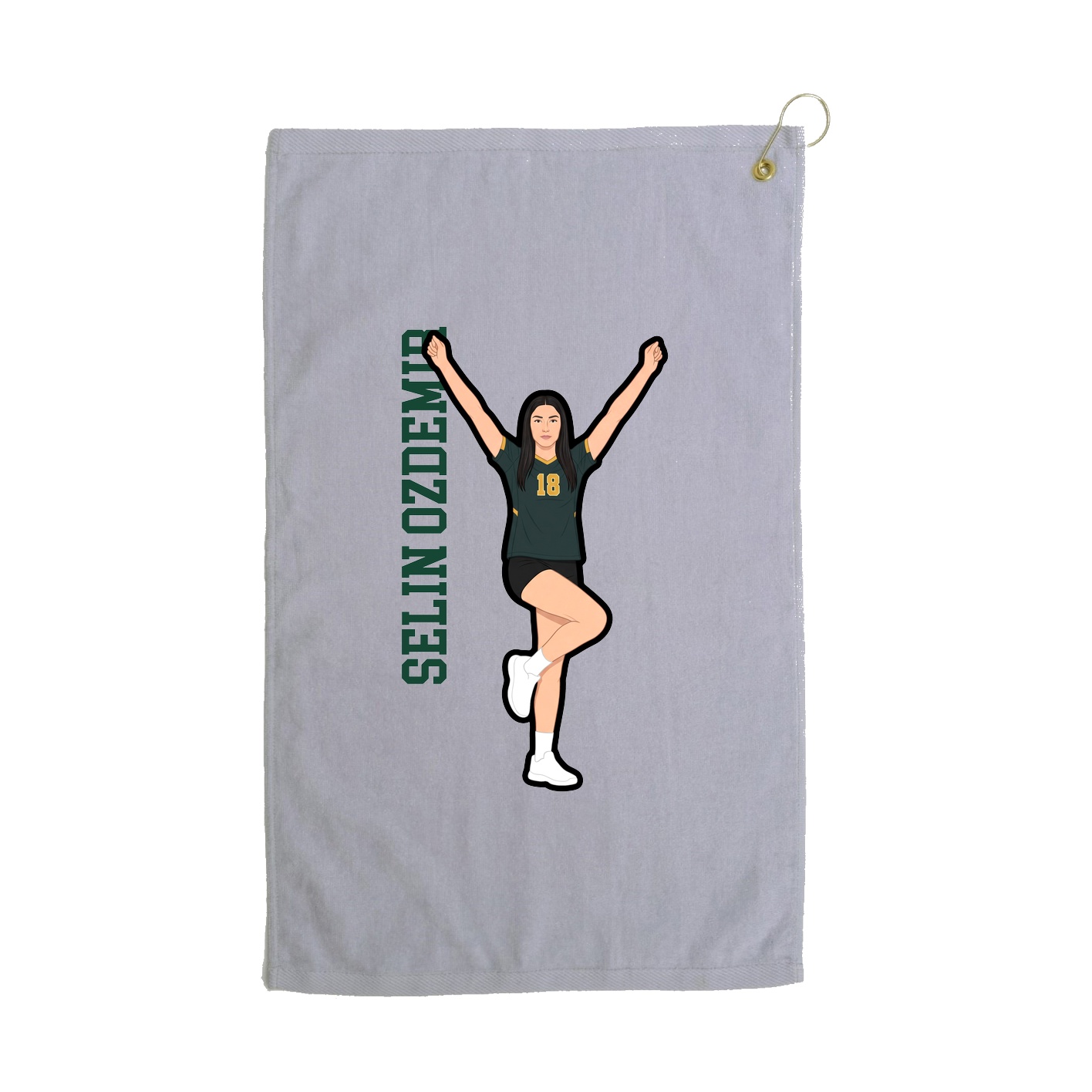 Golf Towel — Name Vertical in Grey