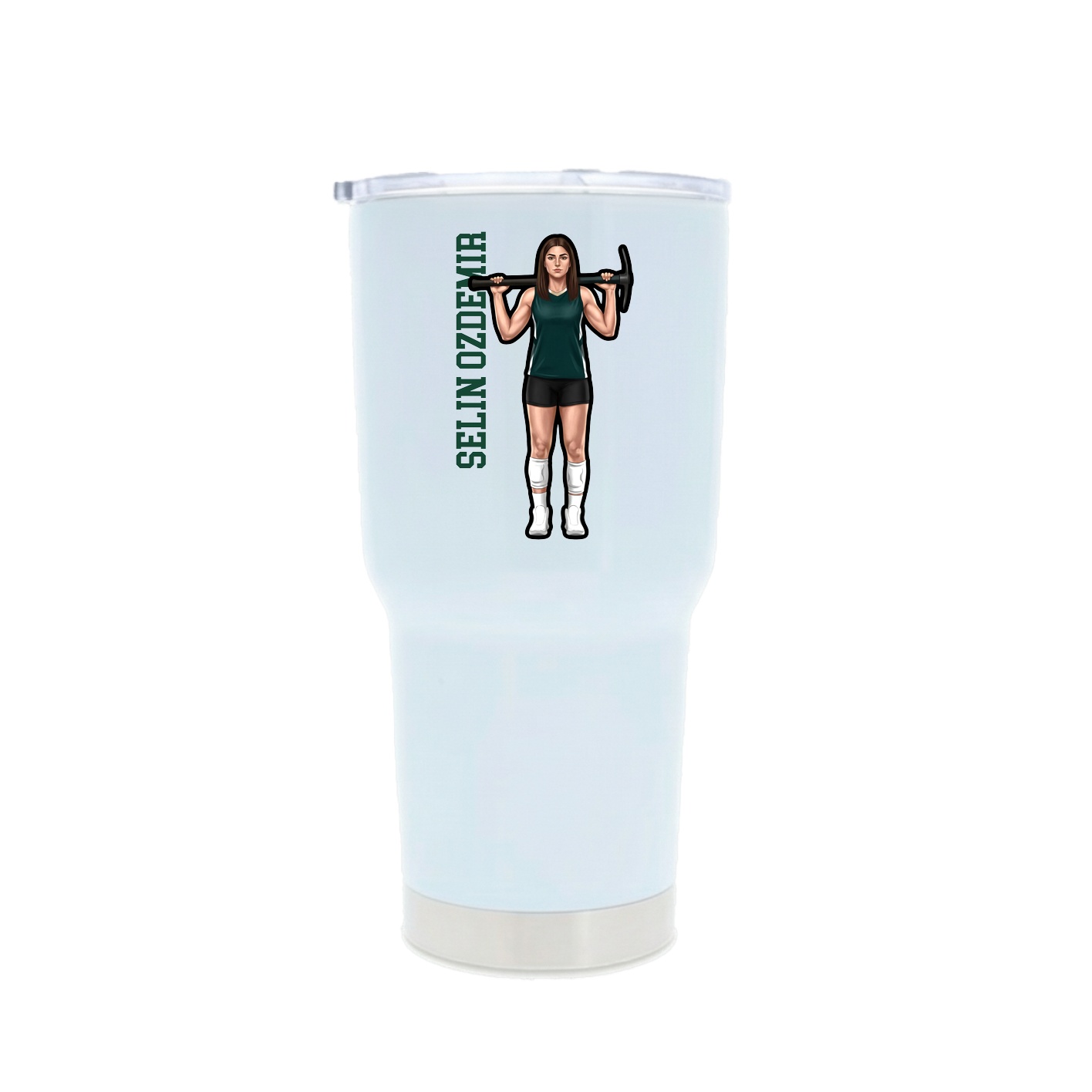 30oz Stainless Steel Tumbler — Name Vertical in White