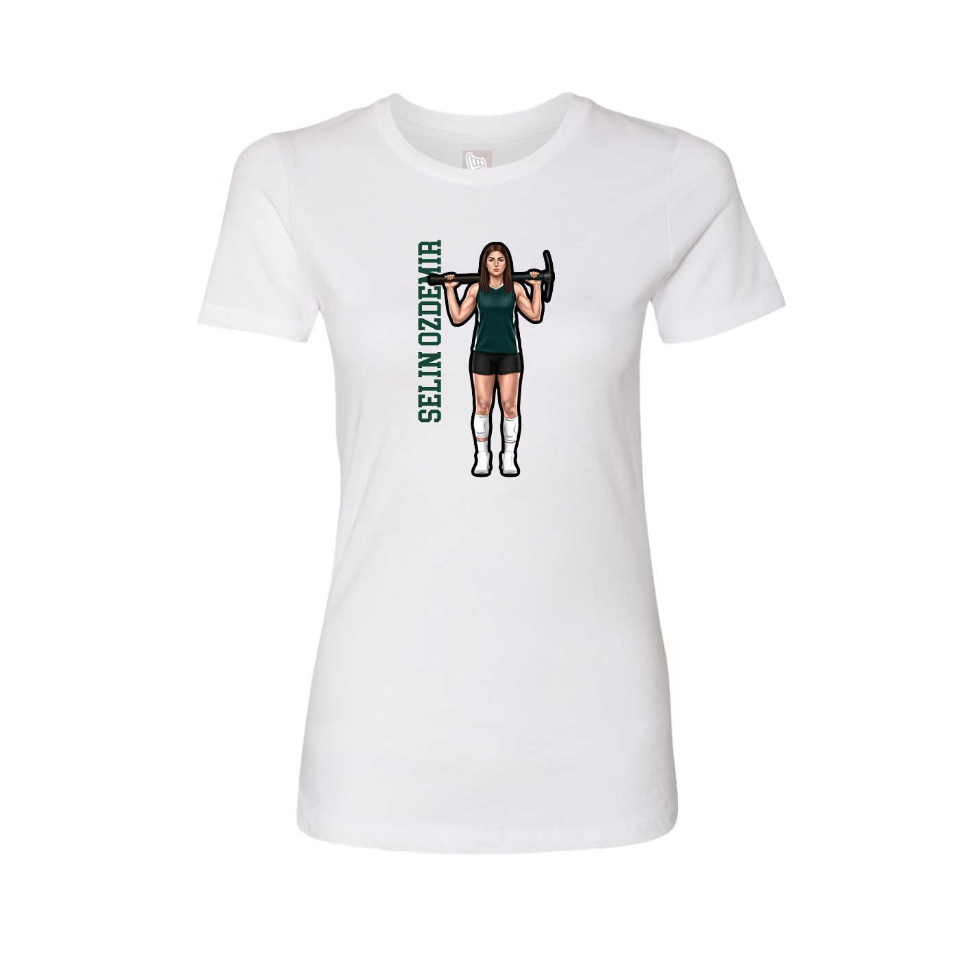 Fitted Women's Tee — Name Vertical in White