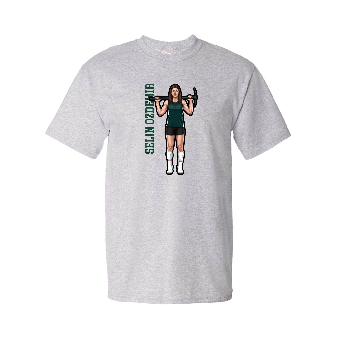 Youth Tee — Name Vertical in Grey