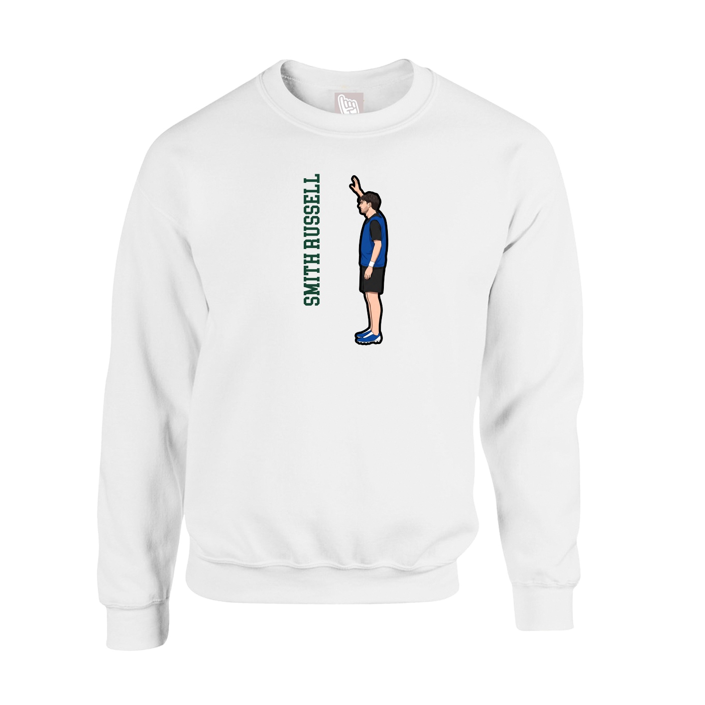 Fleece Crew — Name Vertical in White