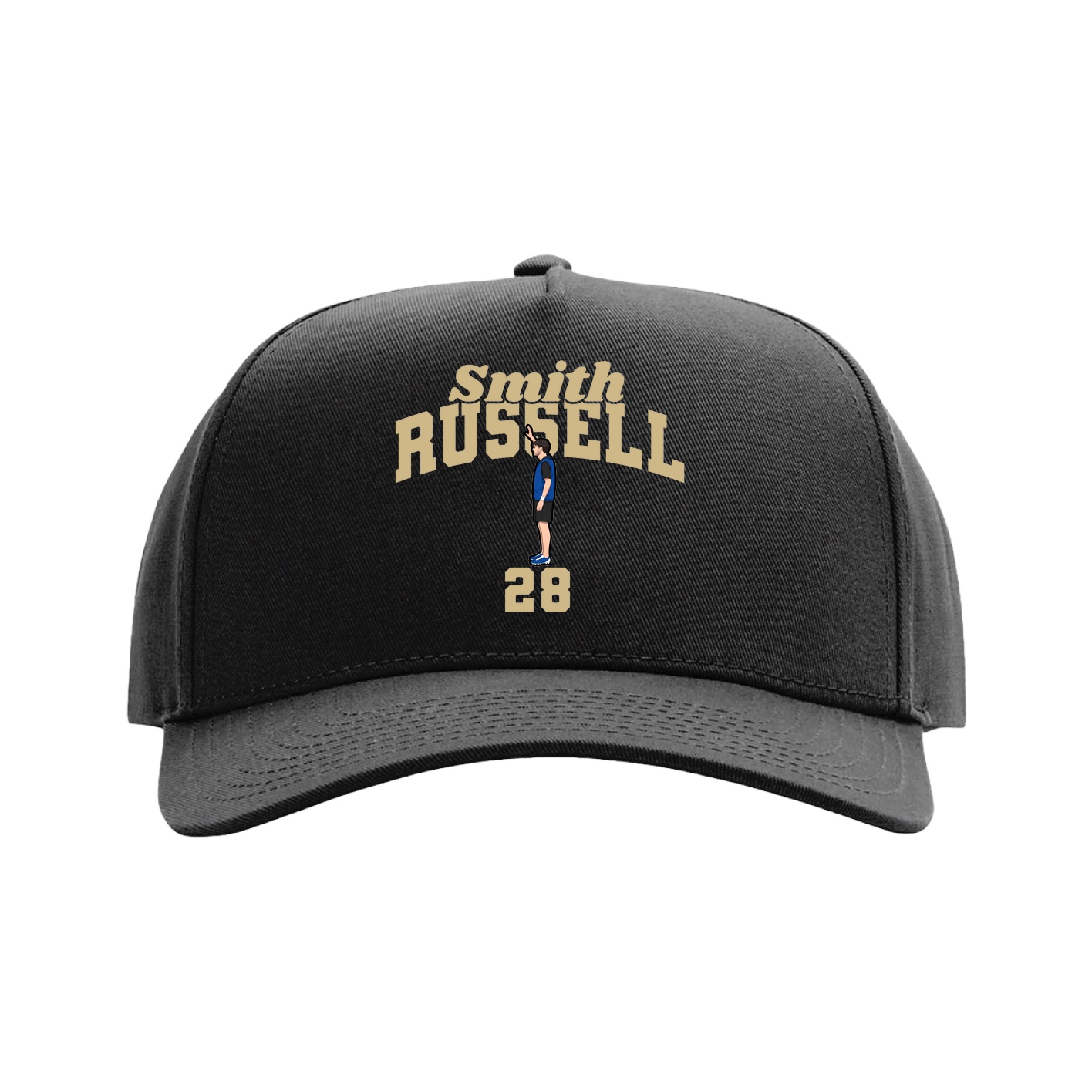 Full Fabric Five-Panel Champ Cap — Signature Arch in Black