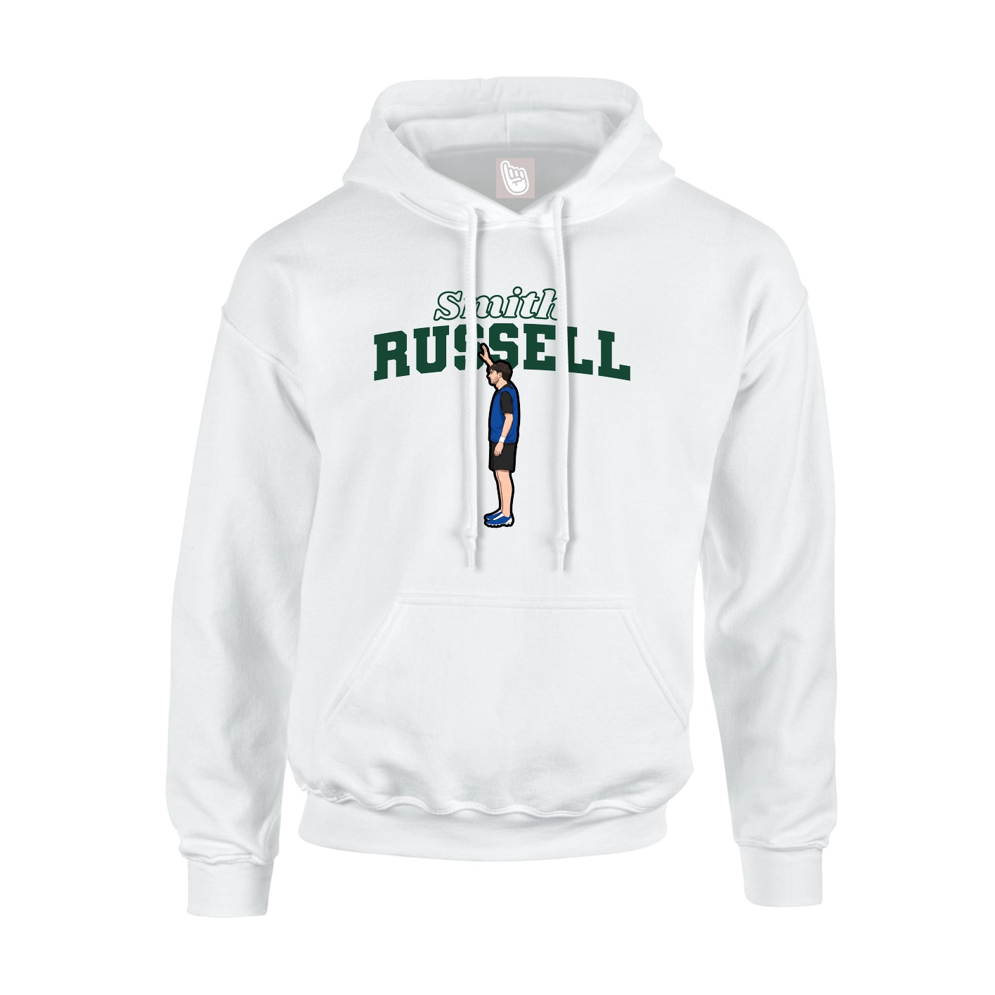 Youth Hoodie — Name Arch in White