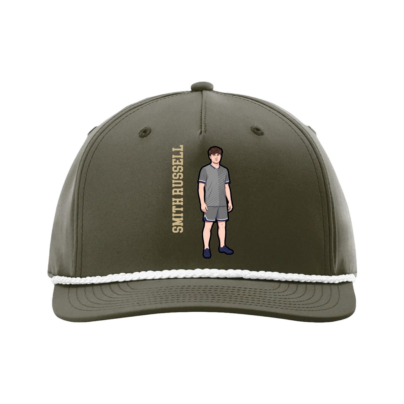 Five-Panel Classic Rope Cap — Name Vertical in Green
