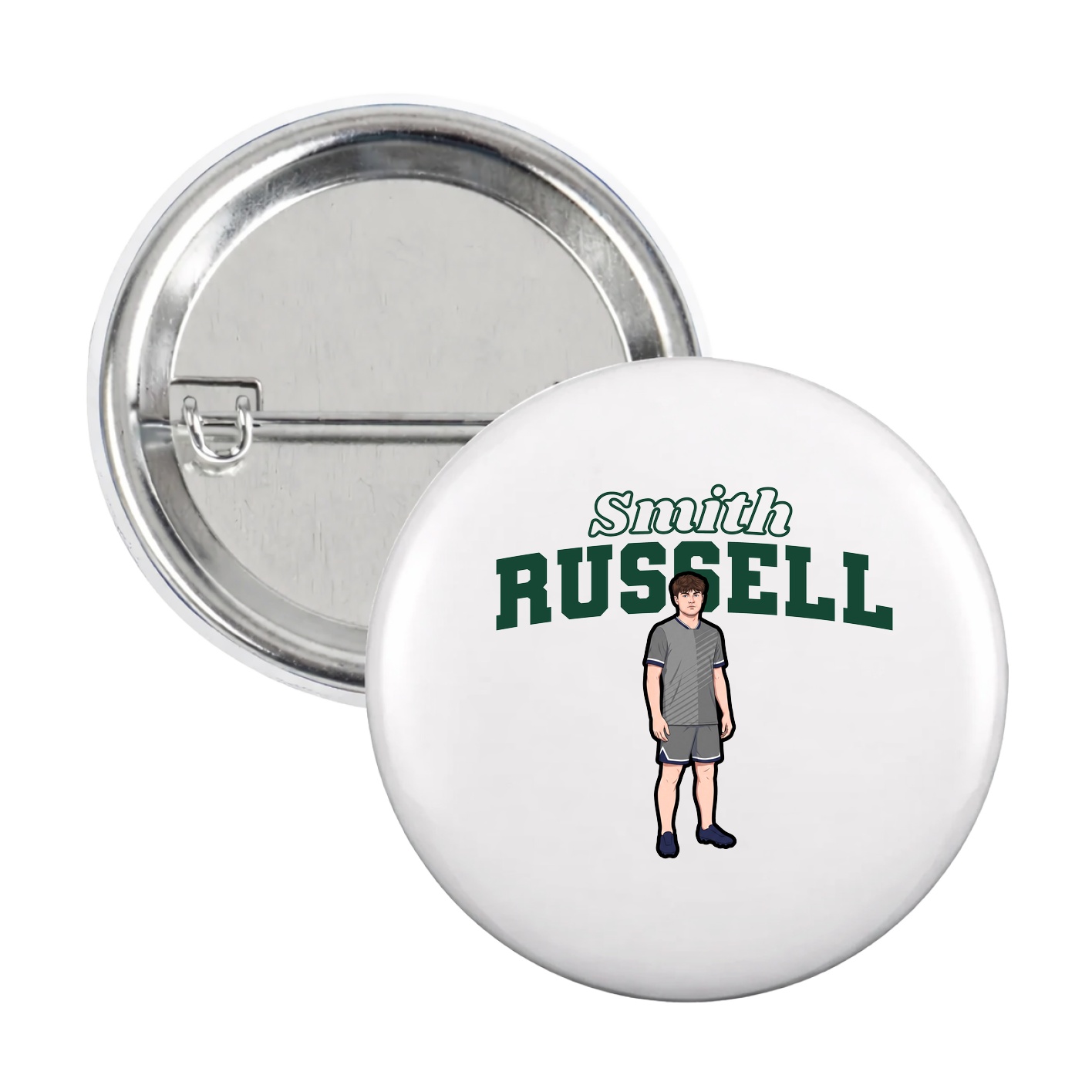 Game Day Button — Name Arch in White