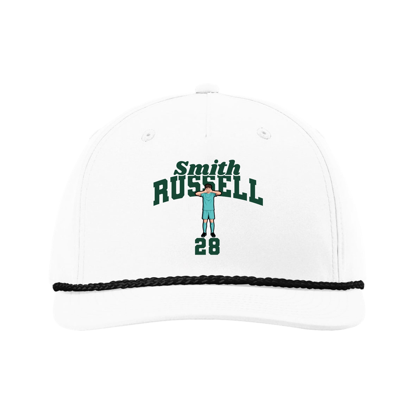 Five-Panel Classic Rope Cap — Signature Arch in White