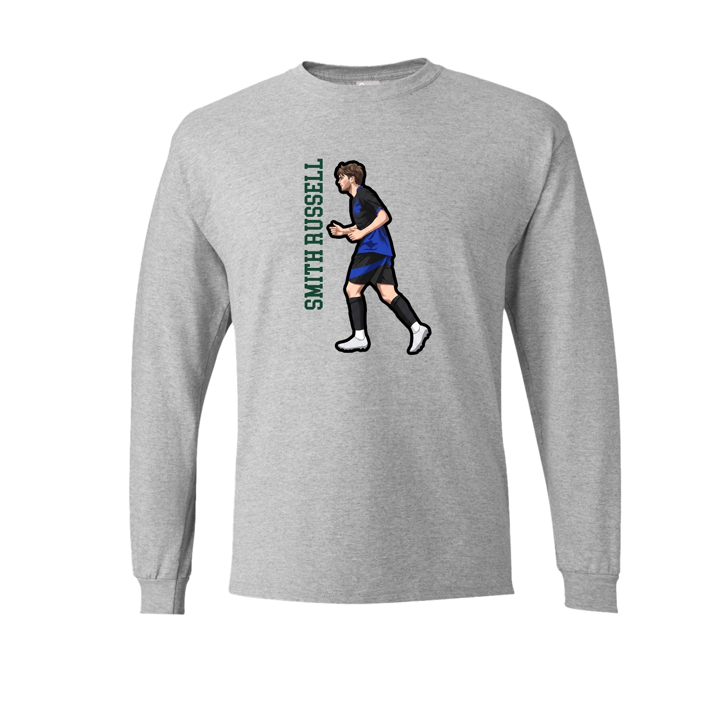 Long Sleeve Tee — Name Vertical in Grey