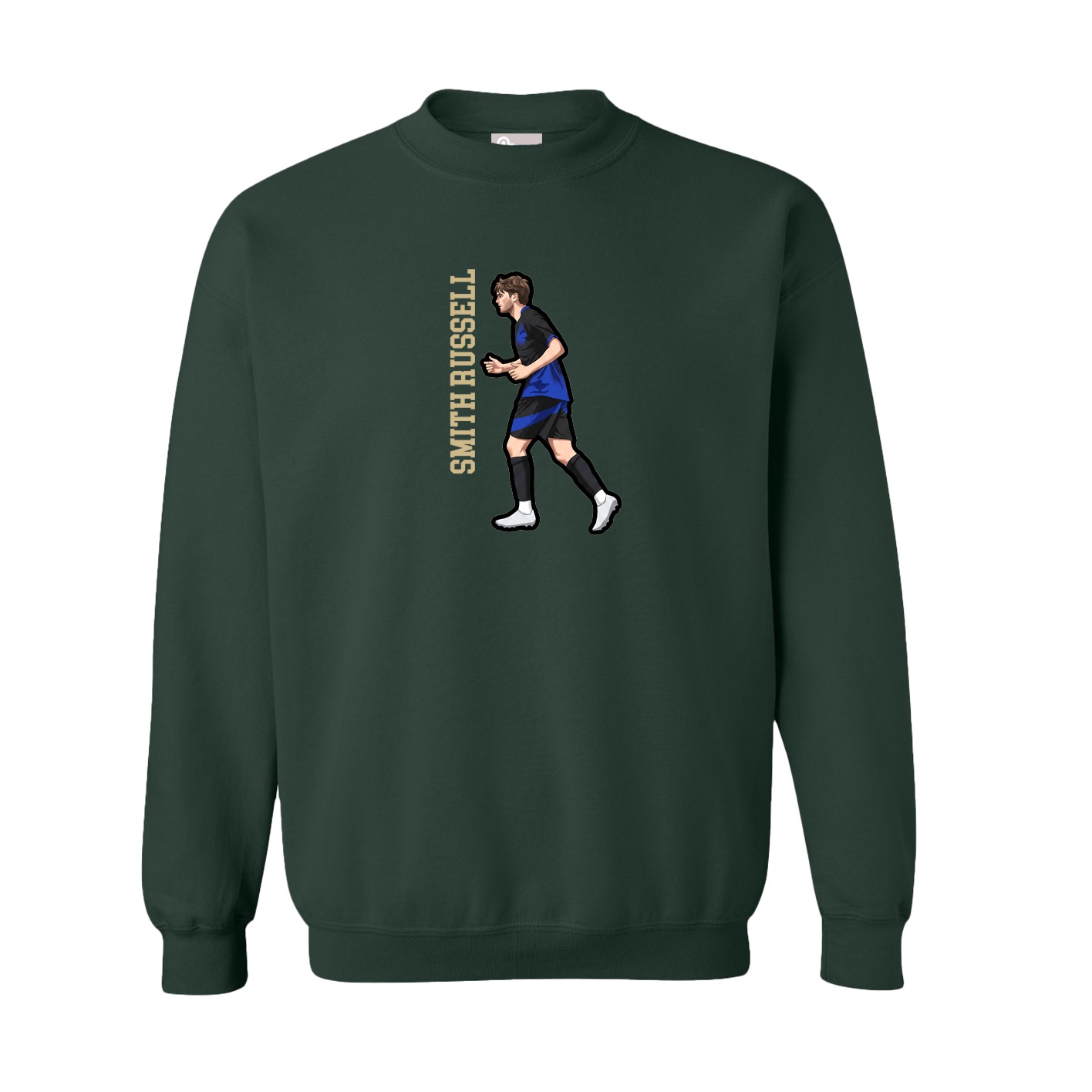 Fleece Crew — Name Vertical in Green